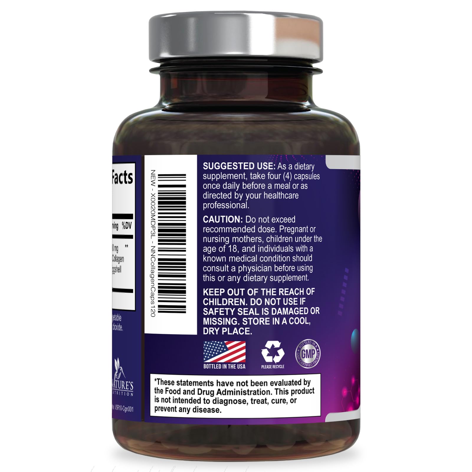 Multi Collagen Pills 2400 mg - Advanced Types I, II, III, V, X - Hydrolyzed Multi Collagen Peptides Pills, Collagen Supplements for Women & Men - Hair, Skin, & Nail Support Supplement - 120 Capsules Nature's Nutrition uk supplements