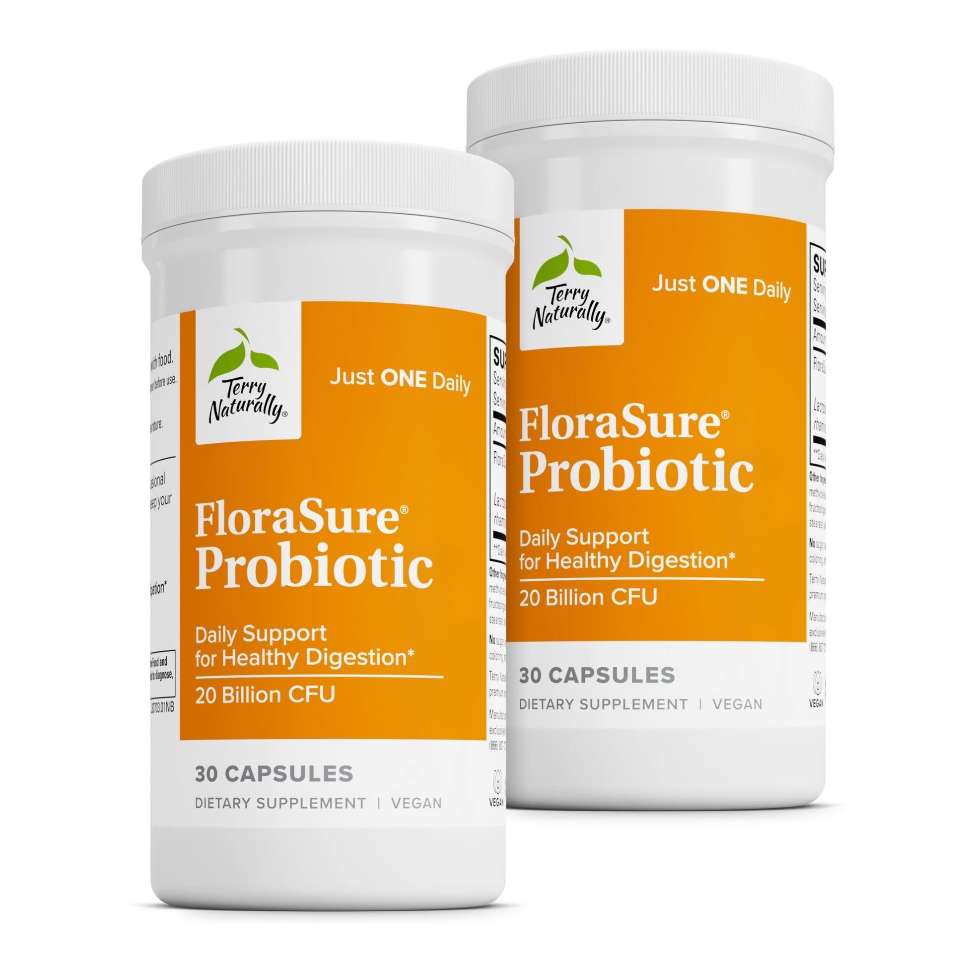 Terry Naturally FloraSure Probiotic - Digestion Supplement to Aid Against Occasional Bloating & Support Gas Relief - Gut Health Support with Bifidobacterium Bifidum - 30 Capsules (Pack of 2) Terry Naturally uk supplements