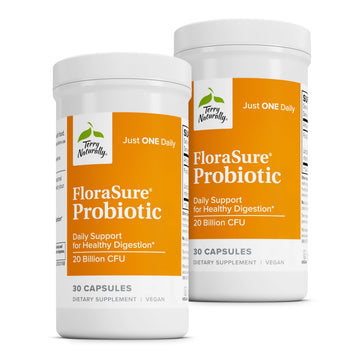 Terry Naturally FloraSure Probiotic - Digestion Supplement to Aid Against Occasional Bloating & Support Gas Relief - Gut Health Support with Bifidobacterium Bifidum - 30 Capsules (Pack of 2) Terry Naturally uk supplements