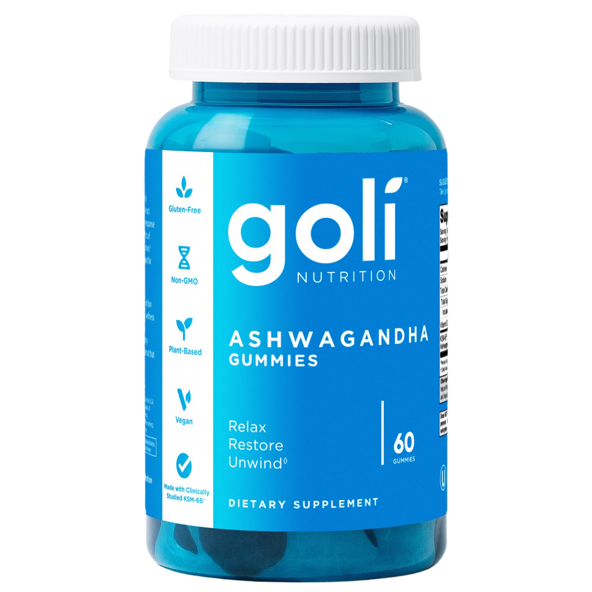 Goli Ashwagandha & Vitamin D Gummy - 60 Count - Mixed Berry, KSM-66, Vegan, Plant Based, Non-GMO, Gluten-Free & Gelatin Free Relax. Restore. Unwind, Pack of 1 Goli uk supplements
