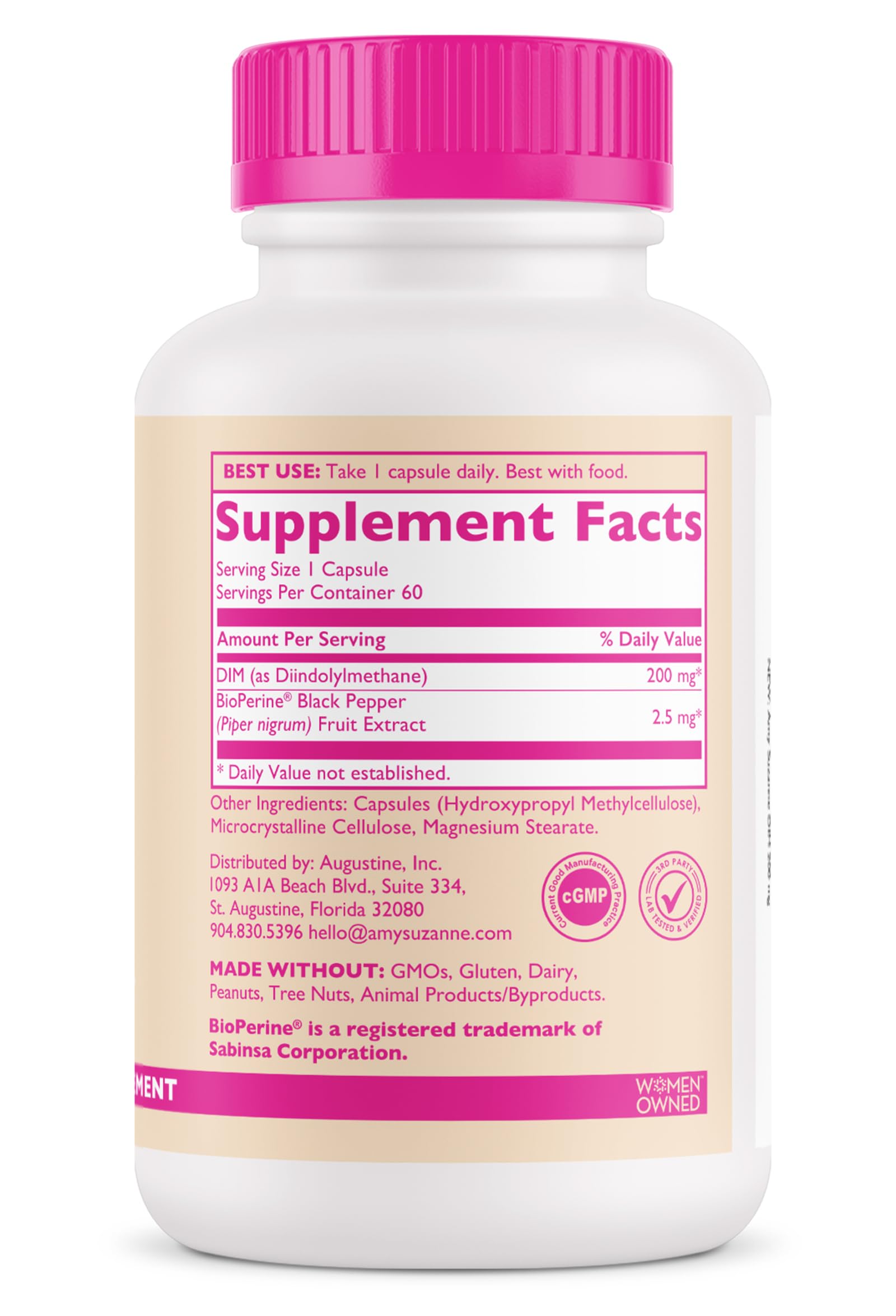 Amy Suzanne 200 DIM Supplement for Women - Estrogen Metabolism and Hormone Harmony for Menopause, Perimenopause & PMS Support - DIM Plus Bioperine for Mood Support - 60 Day Supply, Vegan Amy Suzanne uk supplements
