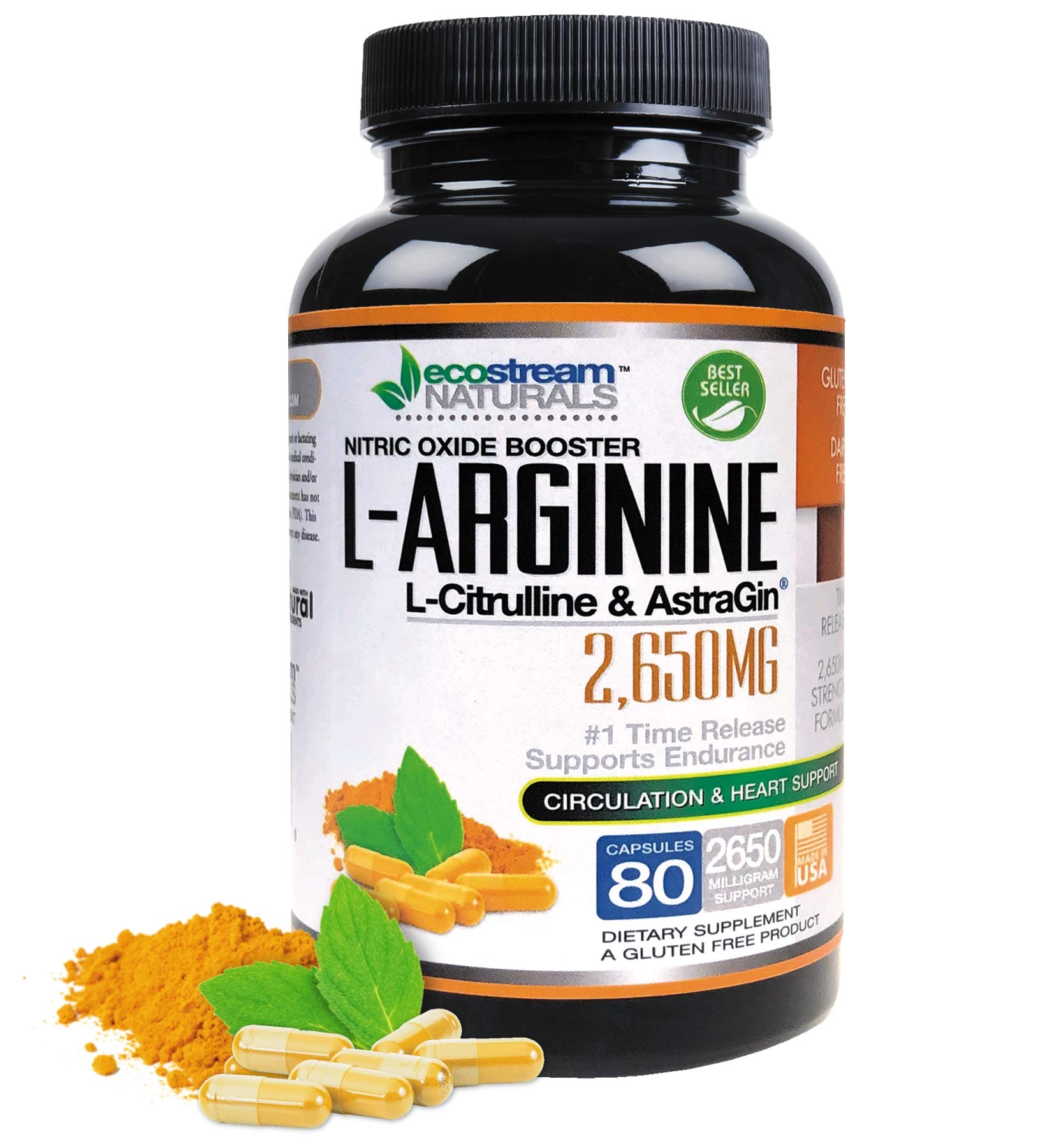 ecostream Naturals MAX 2650mg Nitric Oxide Booster L-Arginine - L-Citruline and Astragin - Time Release 2650 MAX Formula ecostream Naturals uk supplements