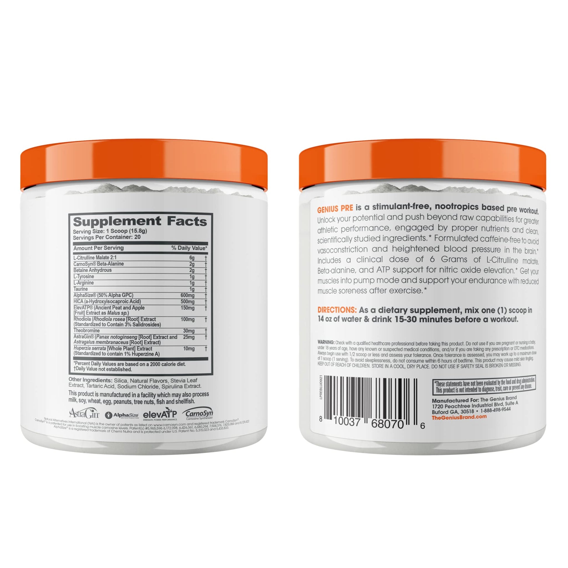 Genius Pre Workout Powder, Blue Raspberry - All-Natural Nootropic Pre-workout & Caffeine The Genius Brand uk supplements