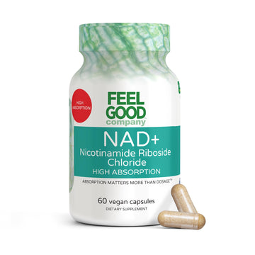 Feelgood Company NAD+ Supplement - Anti-Aging & Cellular Energy Support - Supports Energy, Cognitive Function & Cellular Health - 60 Capsules - NAD+ Precursor FeelGood Superfoods uk supplements