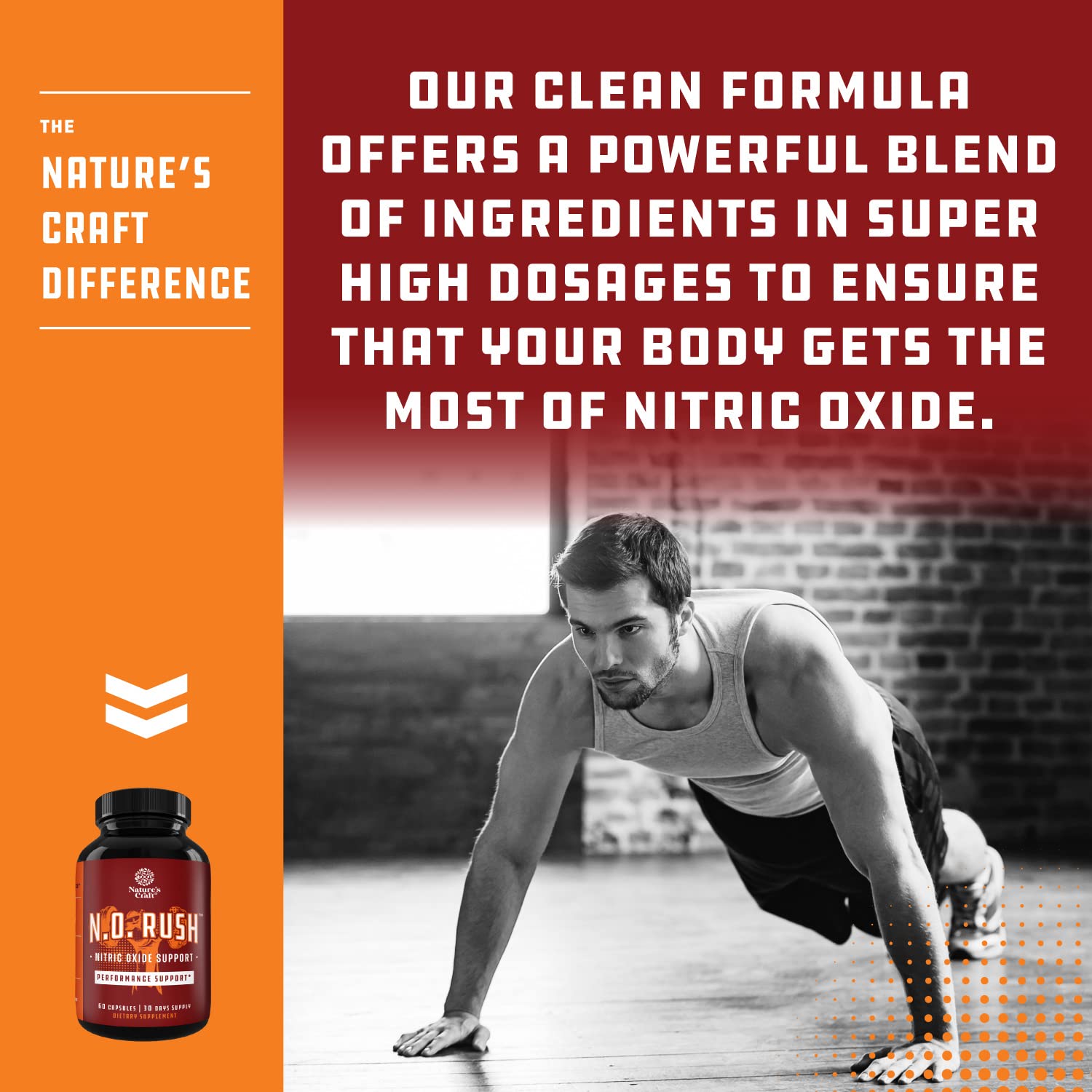 Nitric Oxide Support Pills - Natural Workout Supplement & Exercise Enhancer - Boost Energy Natures Craft uk supplements