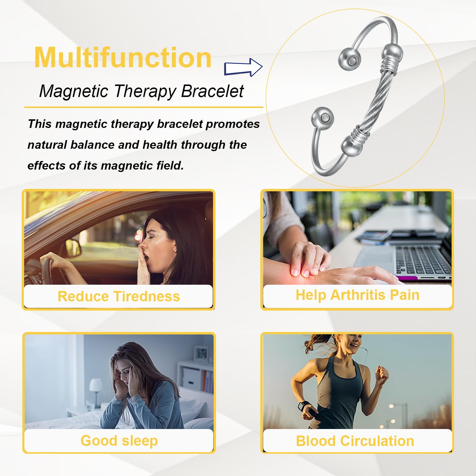 EnerMagiX Magnetic Bracelet for Women for Arthritis and Joint,Twisted Cable Stainless Steel Bangle EnerMagiX uk supplements