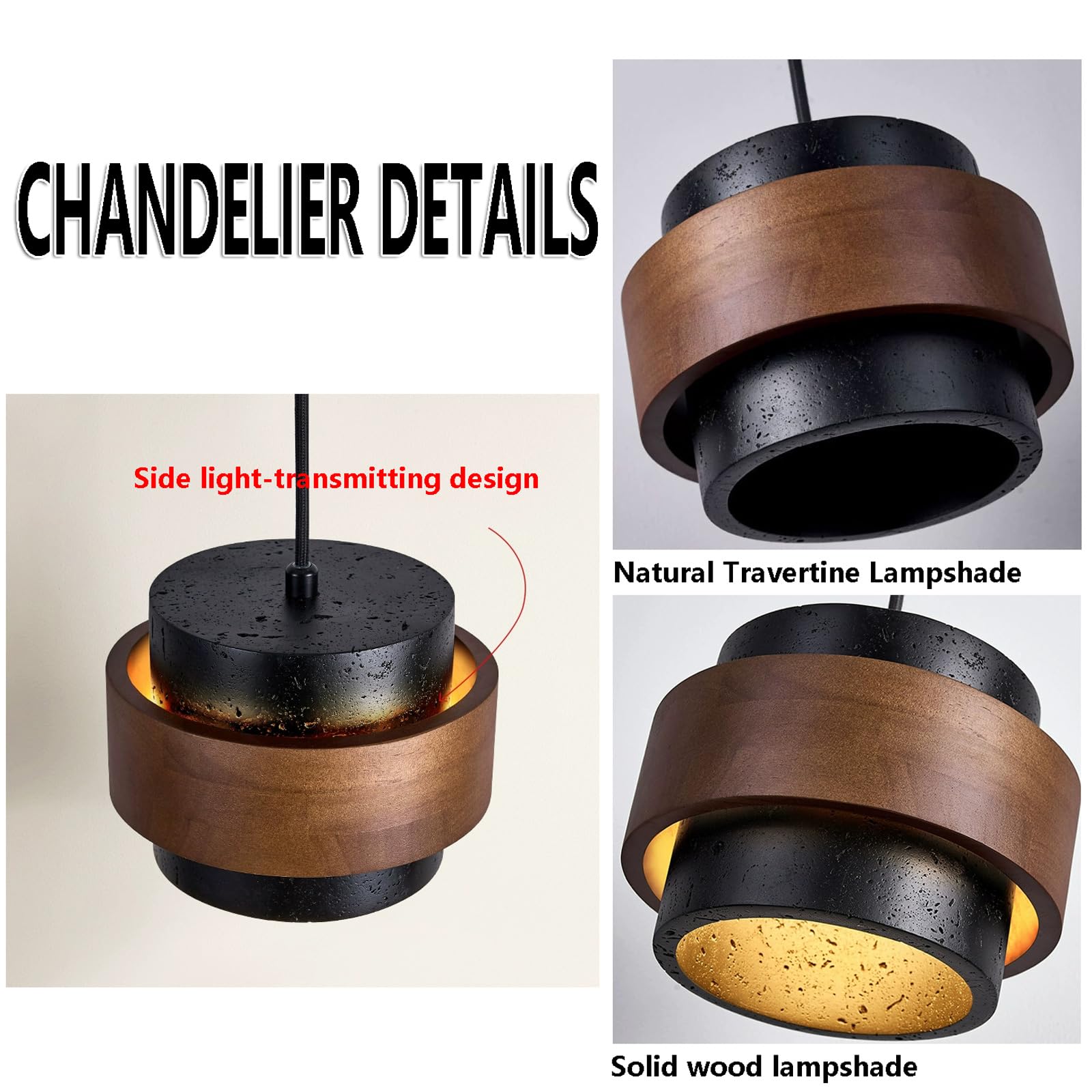 JIANGXMF Nordic Natural Travertine Pendant Light Wabi-sabi Stone Chandelier Retro Industry Hanging Ceiling Lamp for Bedroom Bedside Study Dining Table Lighting (Black) JIANGXMF uk supplements