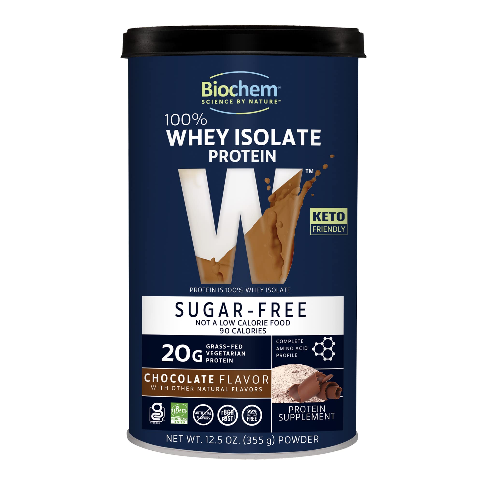 Biochem 100% Whey Sugar-Free Chocolate 20g, 12.5oz, Certified Vegetarian, Certified Glut Biochem uk supplements
