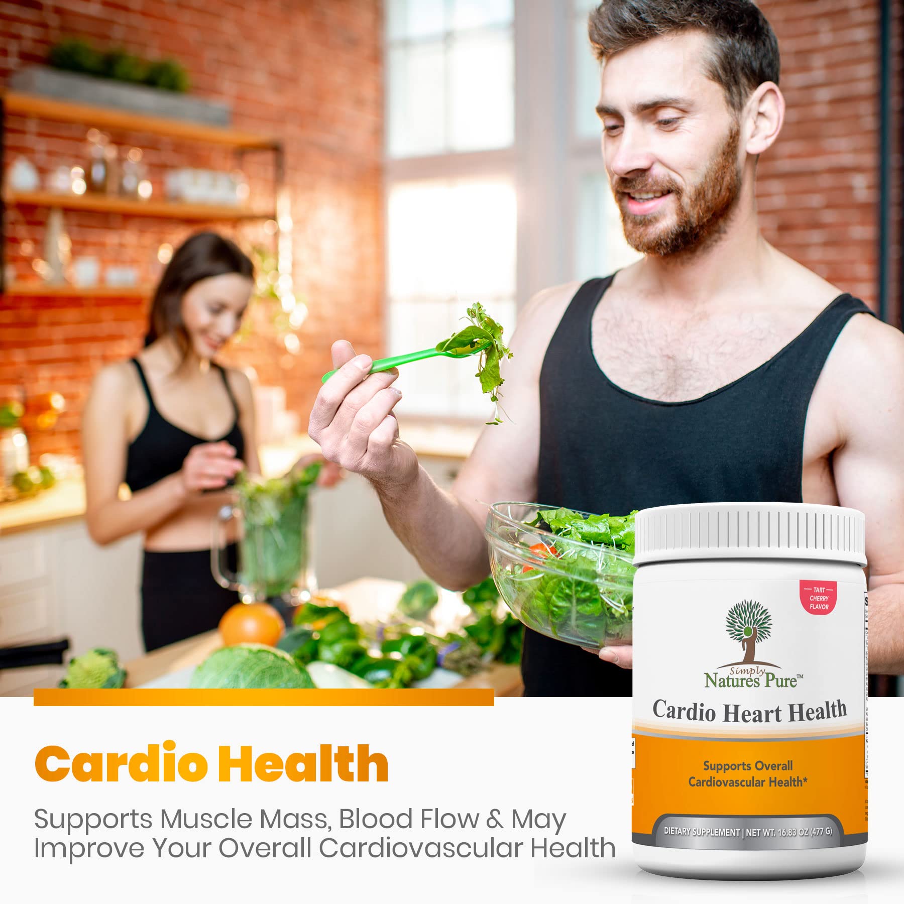 Simply Natures Pure - Cardio Heart Health Nitric Oxide Booster Support Supplement Powder with L-Arginine 5000 mg, L-Citrulline 1000 mg and Hawthorne Berry, 16.82 Ounces - Tart Cherry Flavor Simply Natures Pure uk supplements