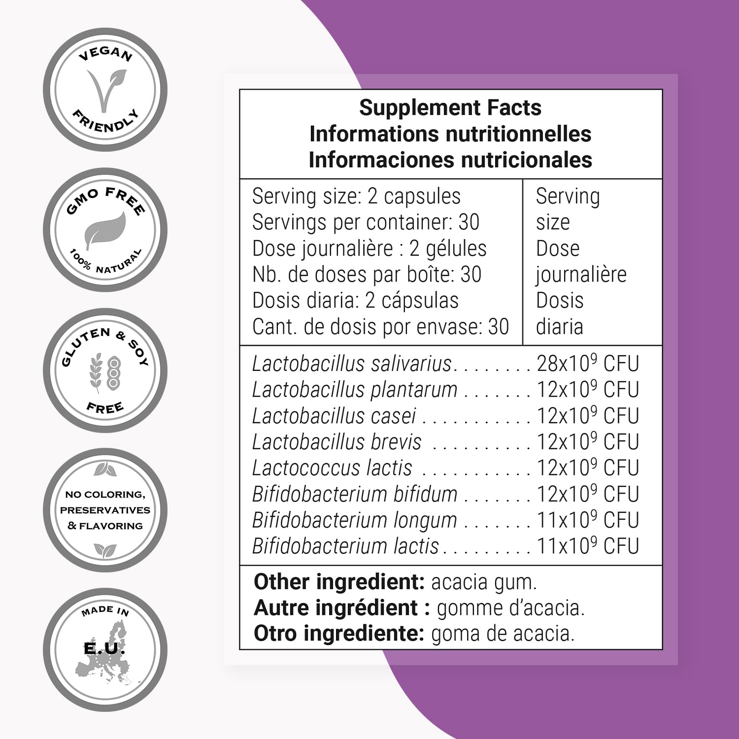 Supersmart - Lactoxira (High Potency) - 8-in-1 Probiotic Complex Supplement - Advanced Formula for Women & Men - with Lactobacillus Casei, Brevis | Non-GMO & Gluten Free - 60 DR Capsules Supersmart uk supplements