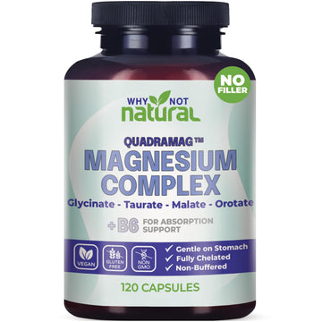 4-in-1 Magnesium Complex Supplement - Glycinate, Taurate, Malate, Orotate Blend - 300 mg per Serving, 120 Capsules Why Not Natural uk supplements