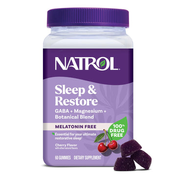Natrol Sleep & Restore Magnesium Glycinate Blend Gummies, Magnesium for Sleep Aids for Adults, Melatonin-Free, Cherry Flavored, 30 Day Supply Natrol uk supplements