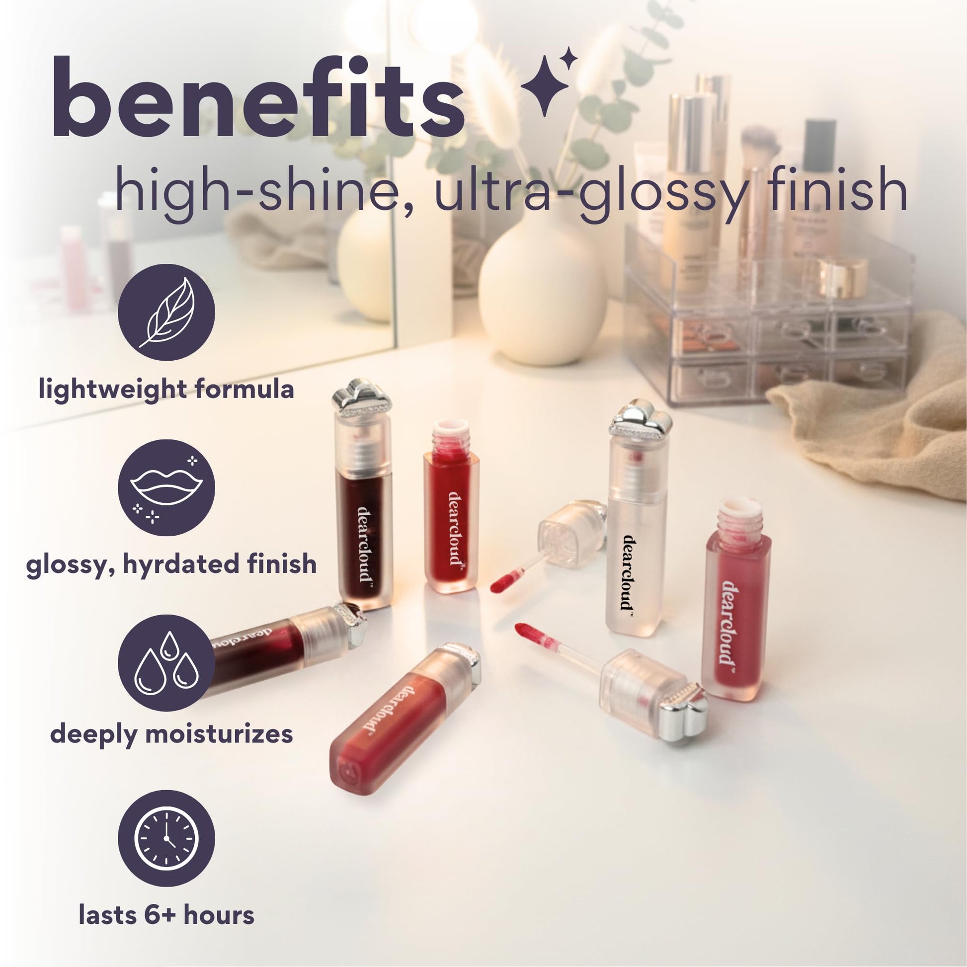dearcloud Jelly Wave Lush Lip Oil – Clear Lip Gloss and Lip Gloss for Women - Korean skincare essential – Lip Oil for Women with Collagen - Diamond (0.13 oz) dearcloud uk supplements