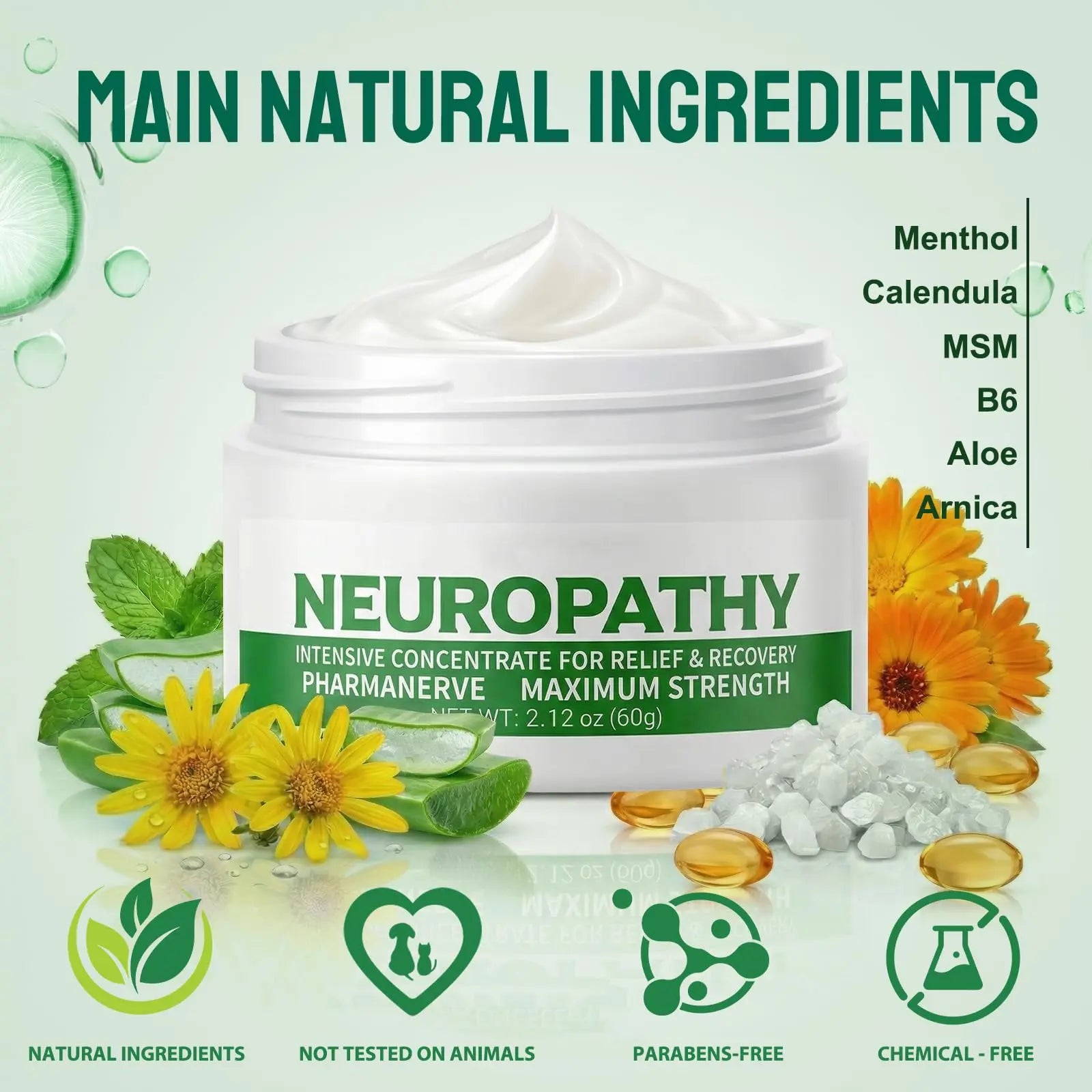 Neuropathy Pain Relief for Feet & Legs, Plant-Based Neuropathy Cream with Arnica, MSM & Vitamin B6 Soothing Formula, Fast-Acting Nerve Pain Relief Cream, Fast-Absorbing,Non-Greasy Daily Support-2.12OZ QQBBMZZ uk supplements