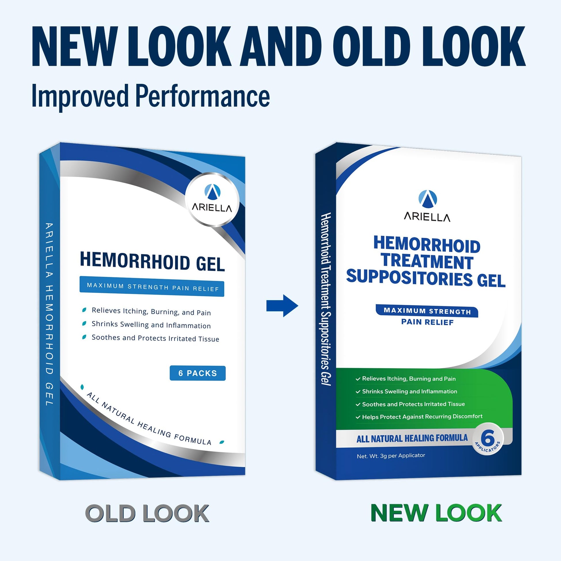 Ariella Hemorrhoid Treatment Suppository Gel: Natural & Herbal - Relieve Itching Burning Discomfort - Internal Relief - New Rounded Applicator - Nighttime Use (Pack of 6, Old) Ariella uk supplements