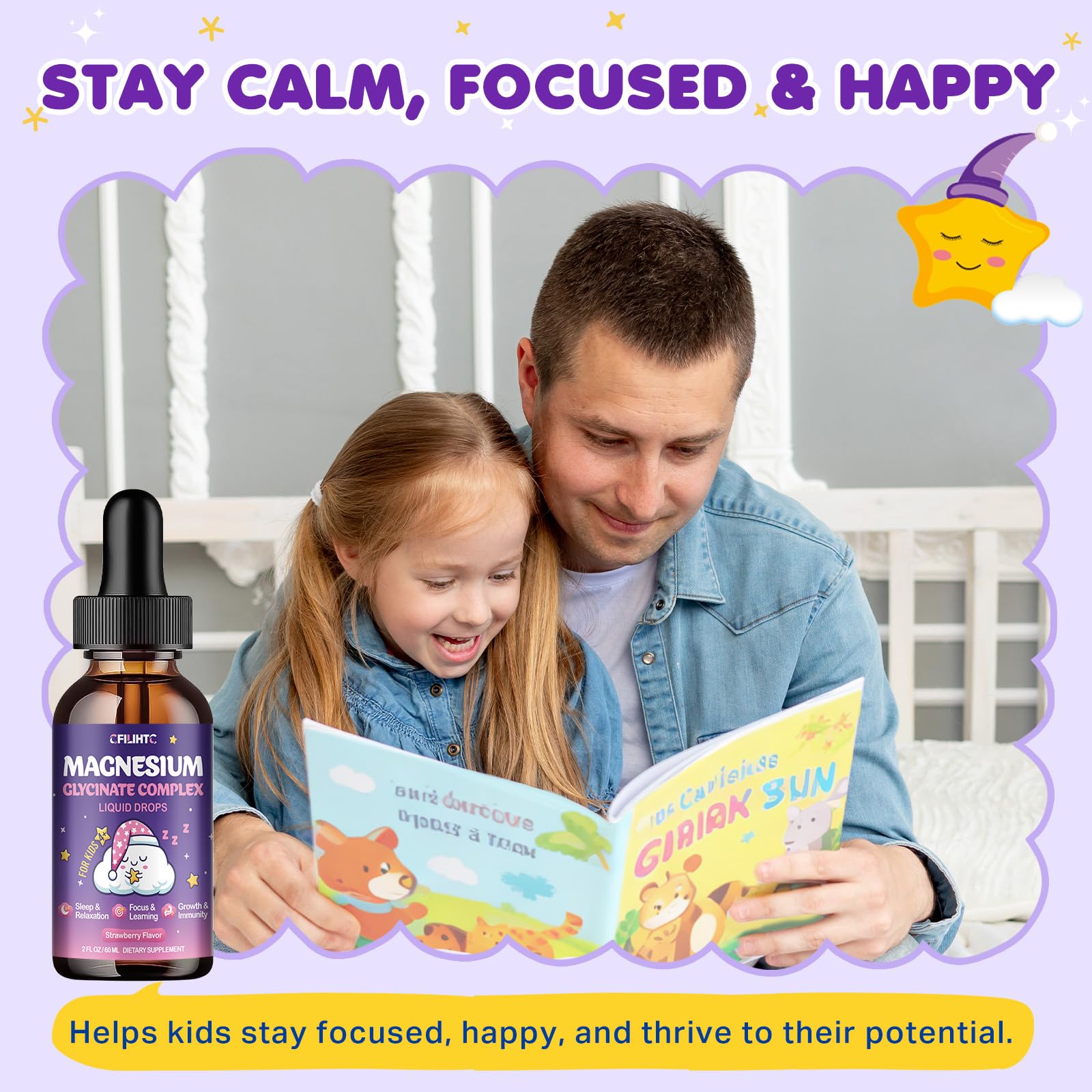 Magnesium Glycinate Liquid for Kids - Magnesium Bisglycinate Drops with L-Theanine, Chamomile & Vitamin B6, B12, C, D3 for Sleep, Relaxation, Immune Support, Calm & Focus - 2 Fl Oz, Strawberry Flavor CFILIHTC uk supplements