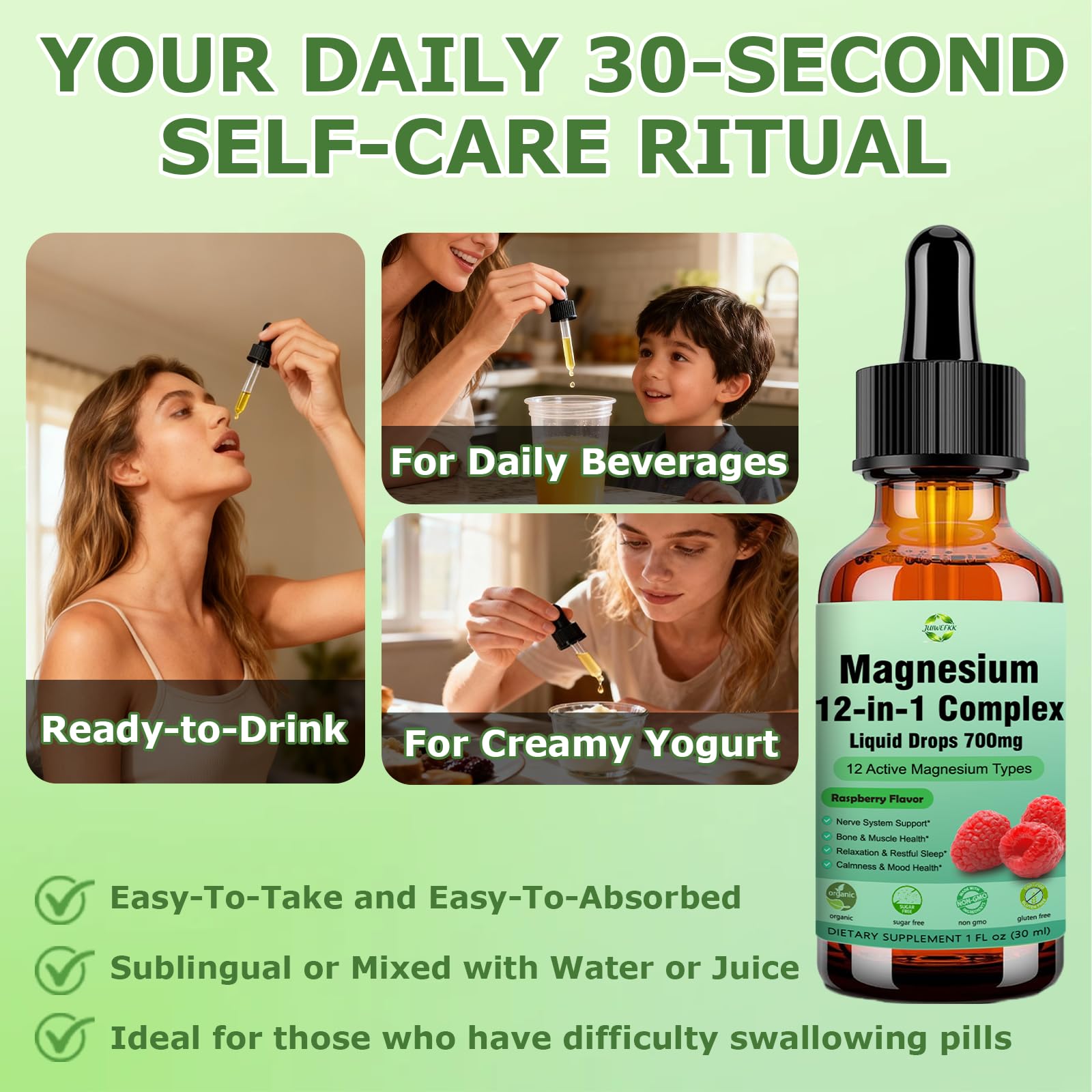 Magnesium 12 in 1 Complex Liquid Drops 700mg, High Absorption Magnesium Glycinate Citrate Malate Taurate & 8 Forms, Magnesium Complex Blend Supplement for Sleep Muscle Nerve Energy Heart Health JUIWEFKK uk supplements