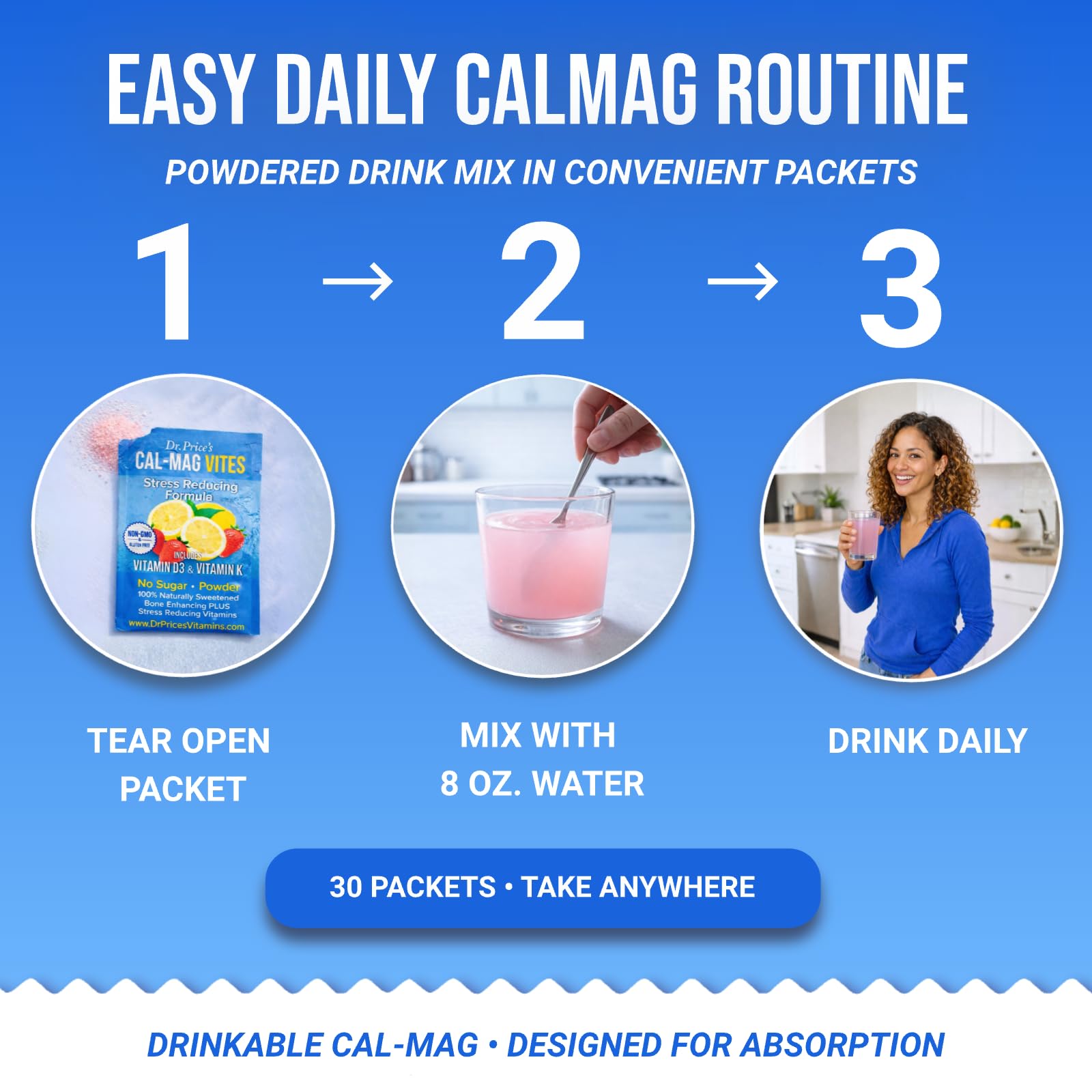 Dr. Price’s Cal-Mag Vites – Strawberry Lemon, 30 Packs | Calcium Magnesium Powder Packets + Vitamin D3, K & Boron | Calming Bone & Muscle Support for Kids & Adults | Doctor-Formulated, Made in USA Dr. Price's Vitamins uk supplements