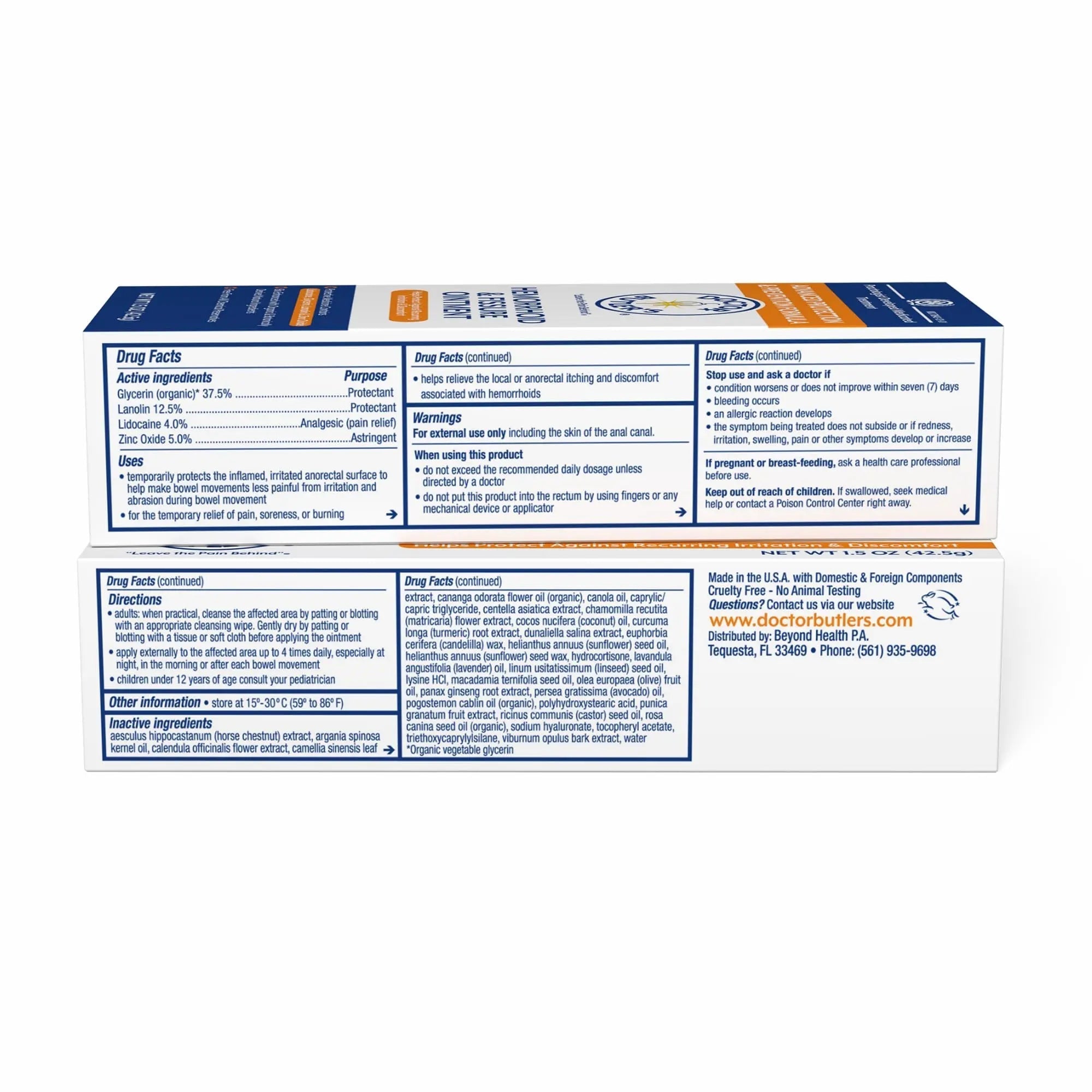 Doctor Butler's Advanced Hemorrhoid & Fissure Ointment – Lidocaine Hemorrhoid Treatment and Fissure Treatment Extra Strength Formula, Heals and Provides Fast Pain and Itch Relief* (1.5 oz.) Doctor Butler's uk supplements