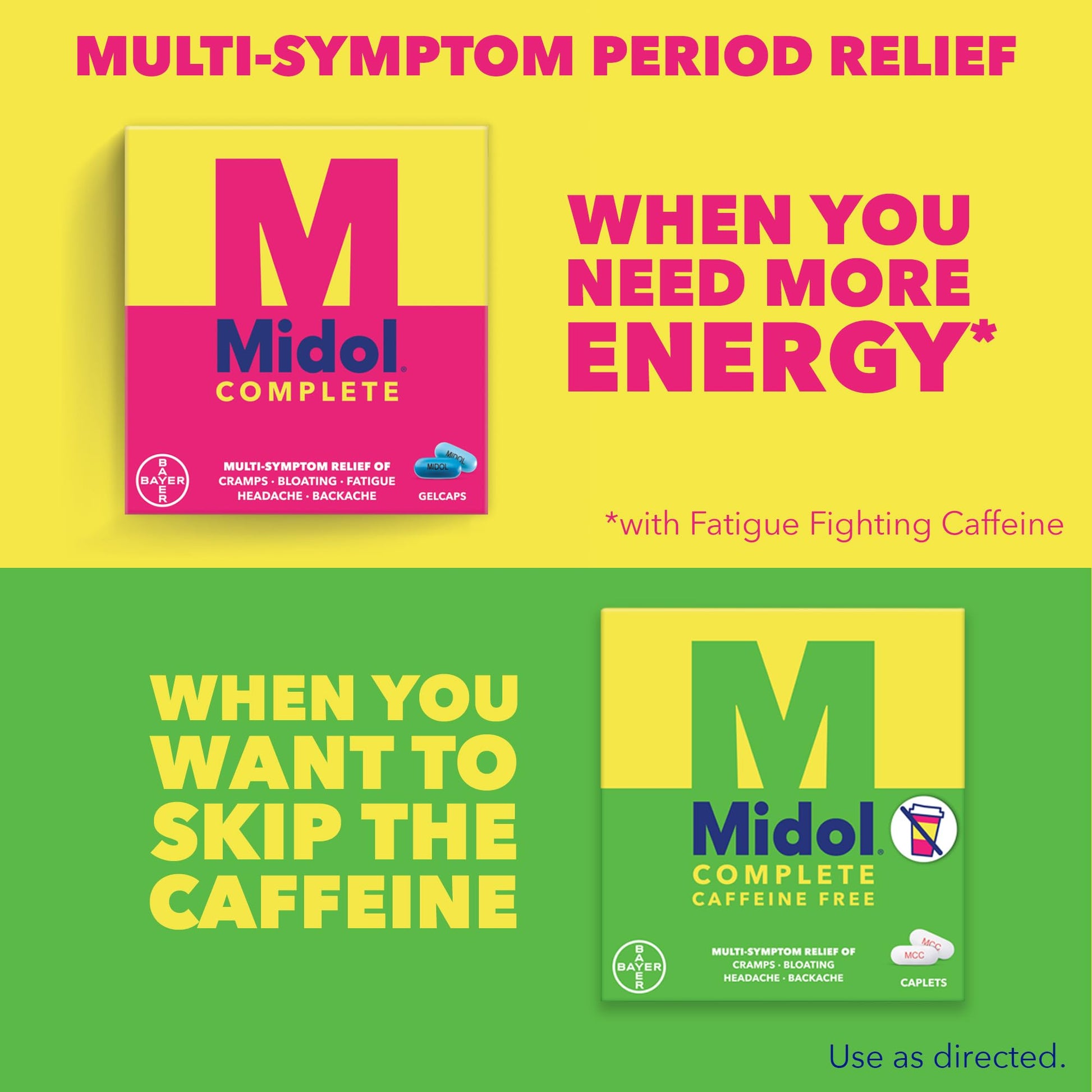 Midol Complete Caffeine Free Caplets 24ct: Midol Complete Caffeine Free Menstrual Pain Relief Caplets with Acetaminophen, Provides Headache Relief and Period Cramps Relief, 24 Count Midol uk supplements