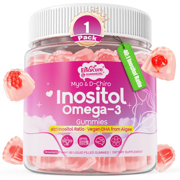 Myo-Inositol & D-Chiro Ideal 40:1, Inositol + Omega-3(3:1) Gummies, Hormone Balance for Women | Sugar Free Inositol Gummies w/Omega 3 DHA:EPA (3:1), Inositol Supplement for Cycle Health, Vegan, 60 Ct EnvyCure uk supplements