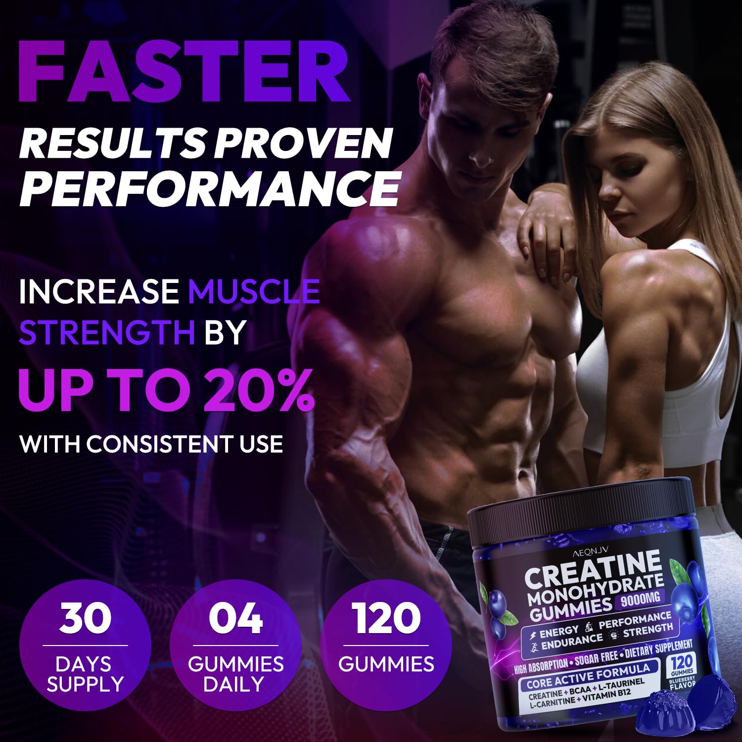 AEQNJV Creatine Gummies Monohydrate Complex for Men & Women, 9000MG Creatine Pre-Workout Supplement Enhance Muscle Strength Recovery Cognitive Health & Memory, 120 Gummies Sugar Free Vegan Non-GMO AEQNJV uk supplements