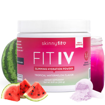 SkinnyFit - Fit IV Slimming Hydration Powder, Tropical Watermelon (Jar, 28 Scoops) - New & Improved Formula - Electrolytes, Vitamin C, Vitamin B3 - Vegan, Gluten Free, Dairy Free - Beauty & Self Care SkinnyFit uk supplements