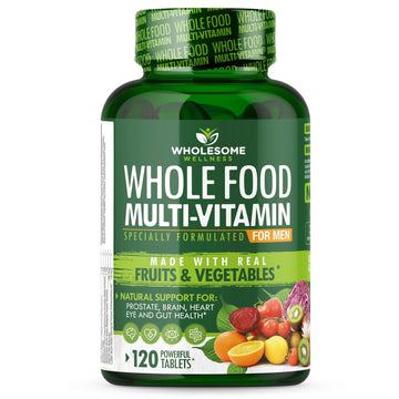 Wholesome Wellness Whole Food Multivitamin for Men - Natural Multi Vitamins, Minerals, Organic Extracts - Vegan Vegetarian - 120 Tablets Wholesome Wellness uk supplements