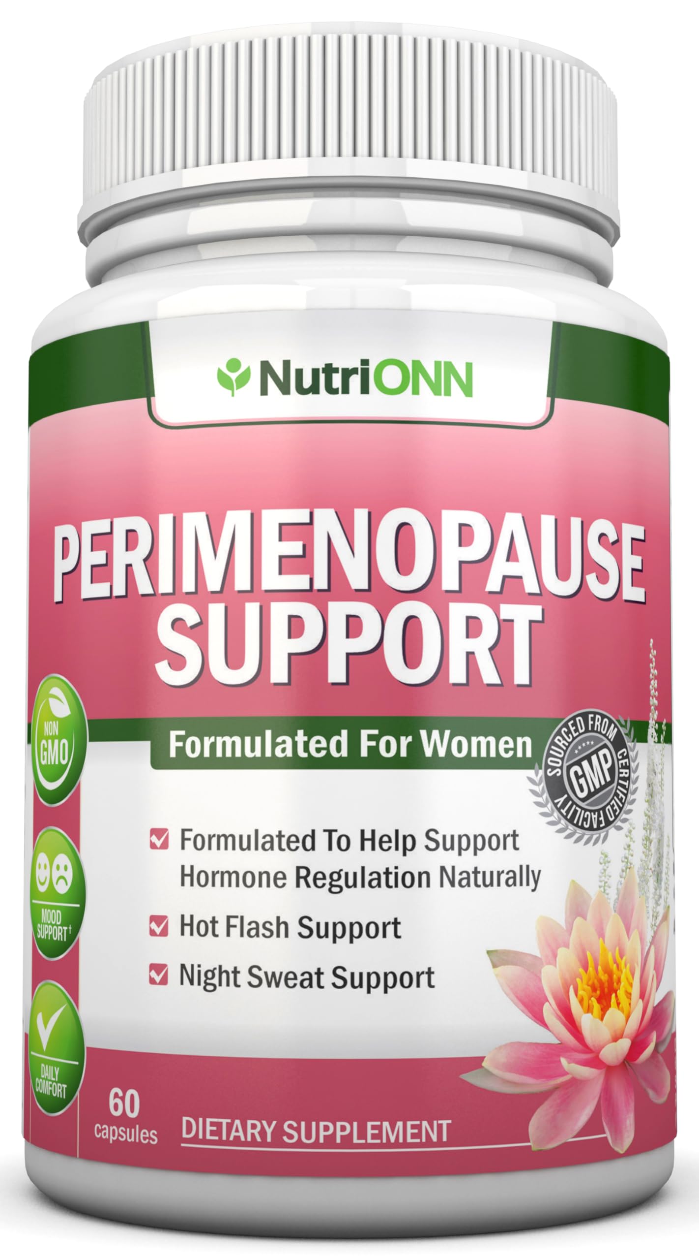 NutriONN Perimenopause Supplement for Women - Natural Support for Hot Flashes & Night Sweats - Improved Mood & Sleep - 11 Herbal Ingredients with Black Cohosh & Red Clover - Hormone Balance - Non-GMO NutriONN uk supplements