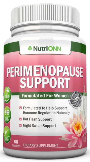 NutriONN Perimenopause Supplement for Women - Natural Support for Hot Flashes & Night Sweats - Improved Mood & Sleep - 11 Herbal Ingredients with Black Cohosh & Red Clover - Hormone Balance - Non-GMO NutriONN uk supplements