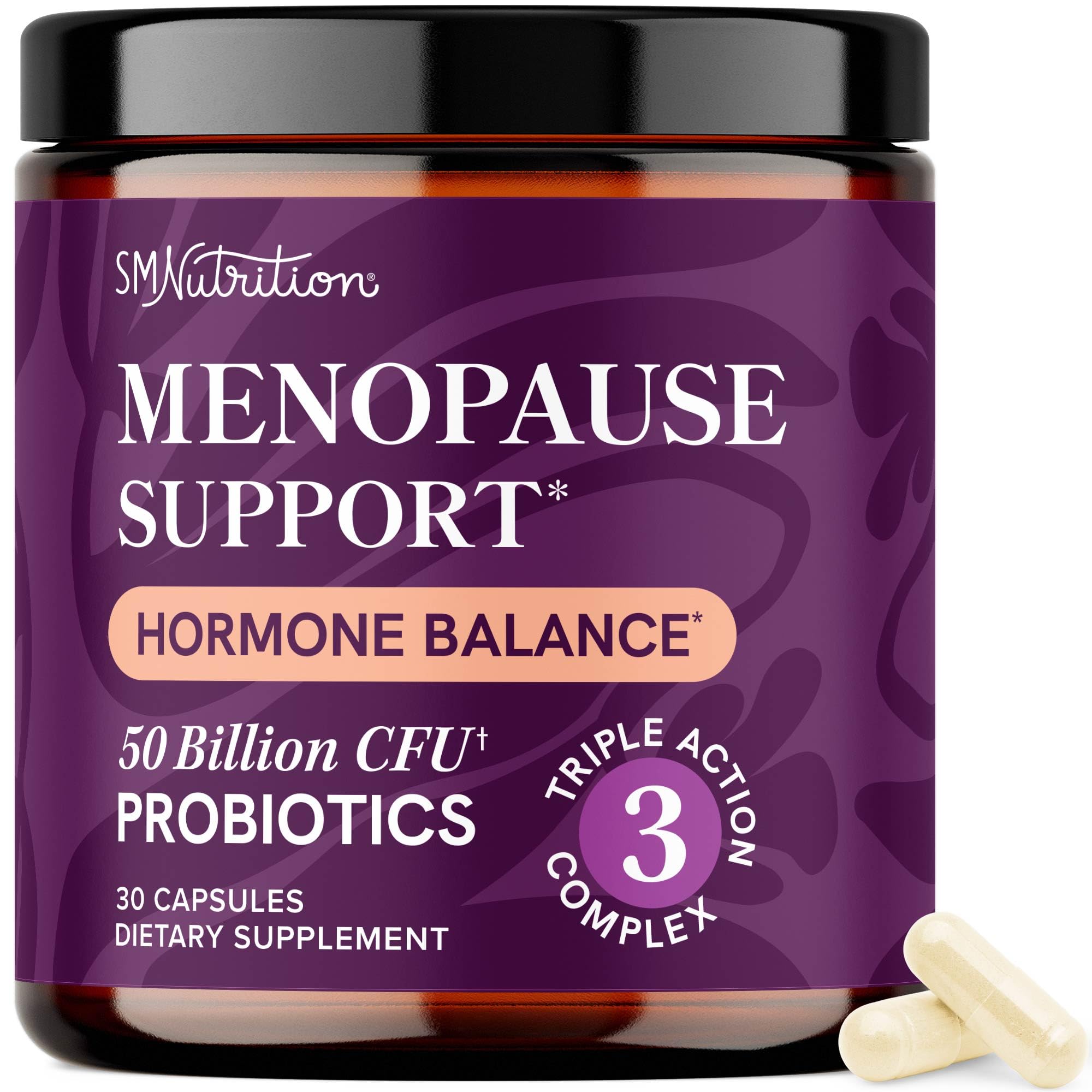 Menopause Support with Prebiotics and Probiotics for Women | Hormone Balance, Hot Flashes & Night Sweats | 50 Billion CFU, DIM & Black Cohosh | Triple Action Menopause Supplements for Women | 30 Ct SMNutrition uk supplements