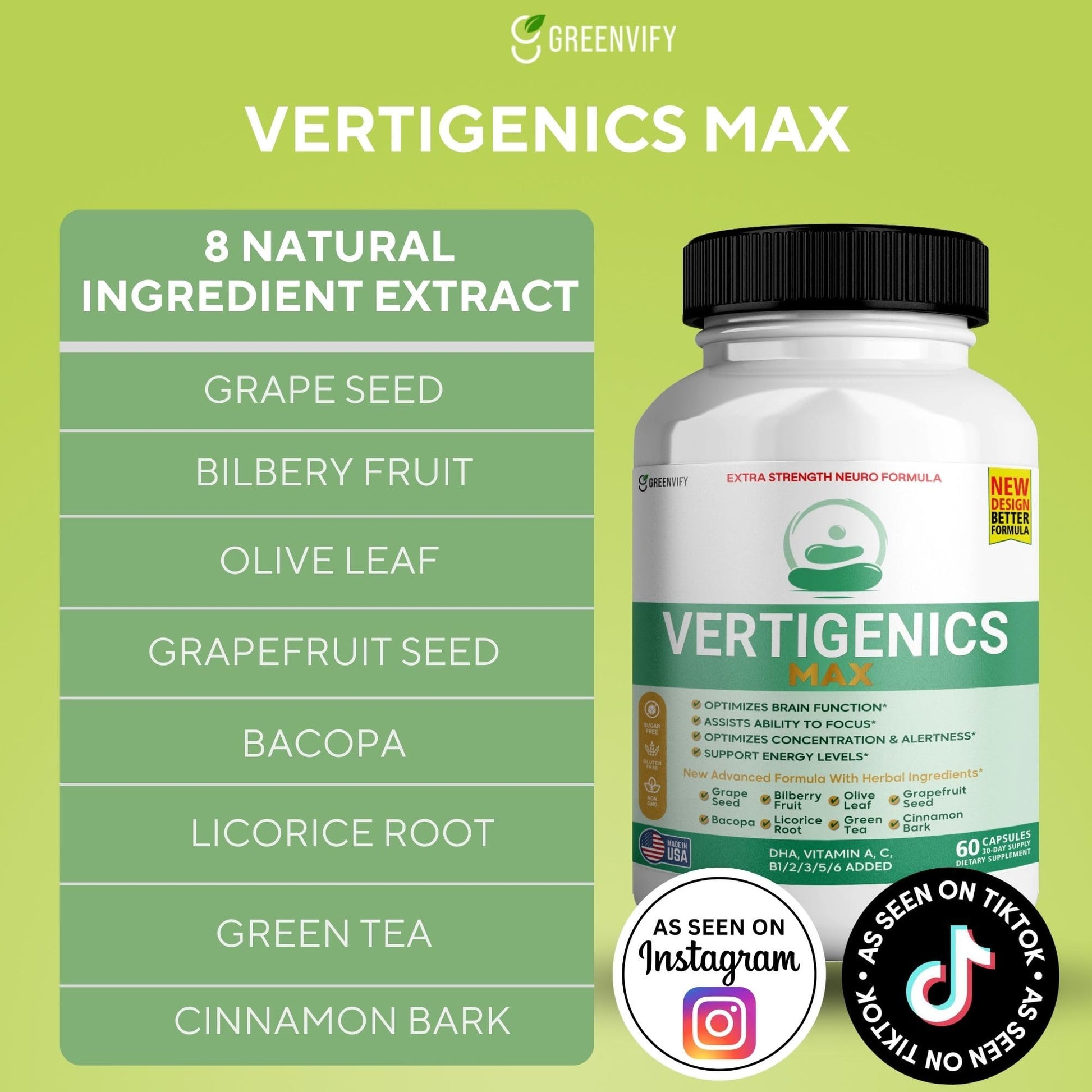 Vertigenics Max – Brain & Focus Support Supplement – Extra Strength Neuro Formula with Vitamins, Minerals & Herbal Blend – Supports Clarity, Alertness & Energy – 60 Capsules (1) Vertigenics uk supplements