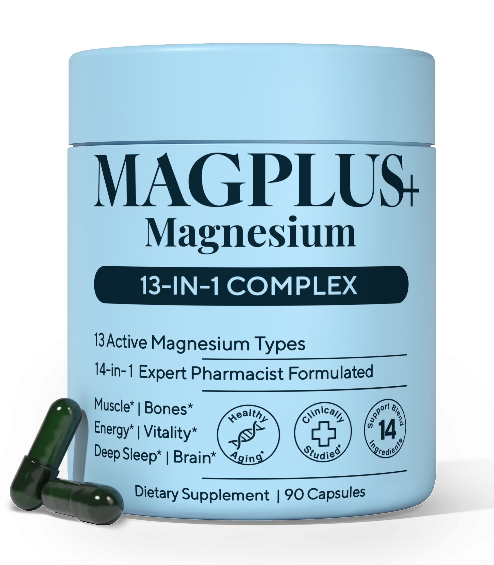 Magnesium Complex for Women & Men, 1000mg – MAGPLUS+ 13-in-1 Advanced Liposomal Ultra Formula – Glycinate, L-Threonate & Triple Magnesium Blend – Brain, Memory & Deep Sleep – 90 Capsules Plus+Ultra uk supplements