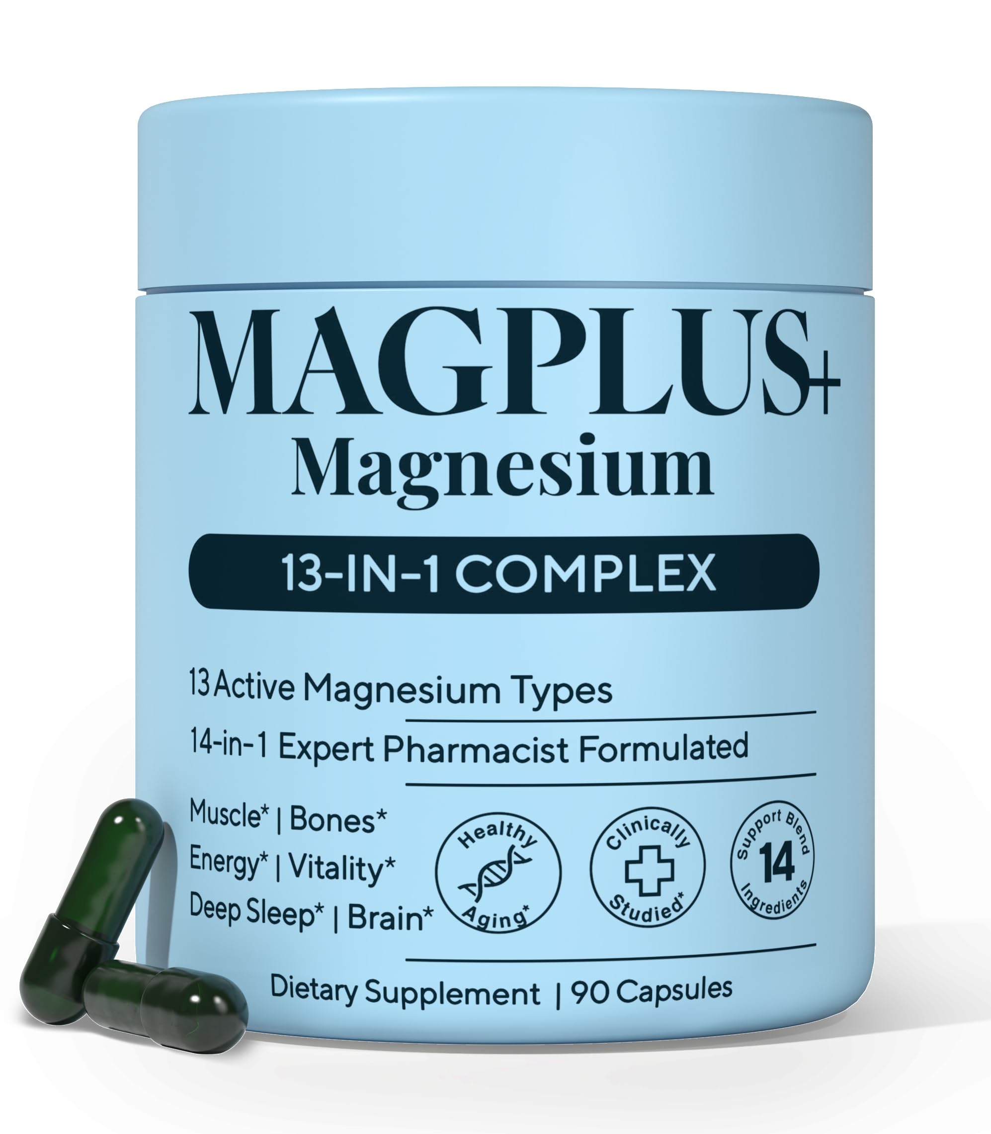 Magnesium Complex for Women & Men, 1000mg – MAGPLUS+ 13-in-1 Advanced Liposomal Ultra Formula – Glycinate, L-Threonate & Triple Magnesium Blend – Brain, Memory & Deep Sleep – 90 Capsules Plus+Ultra uk supplements
