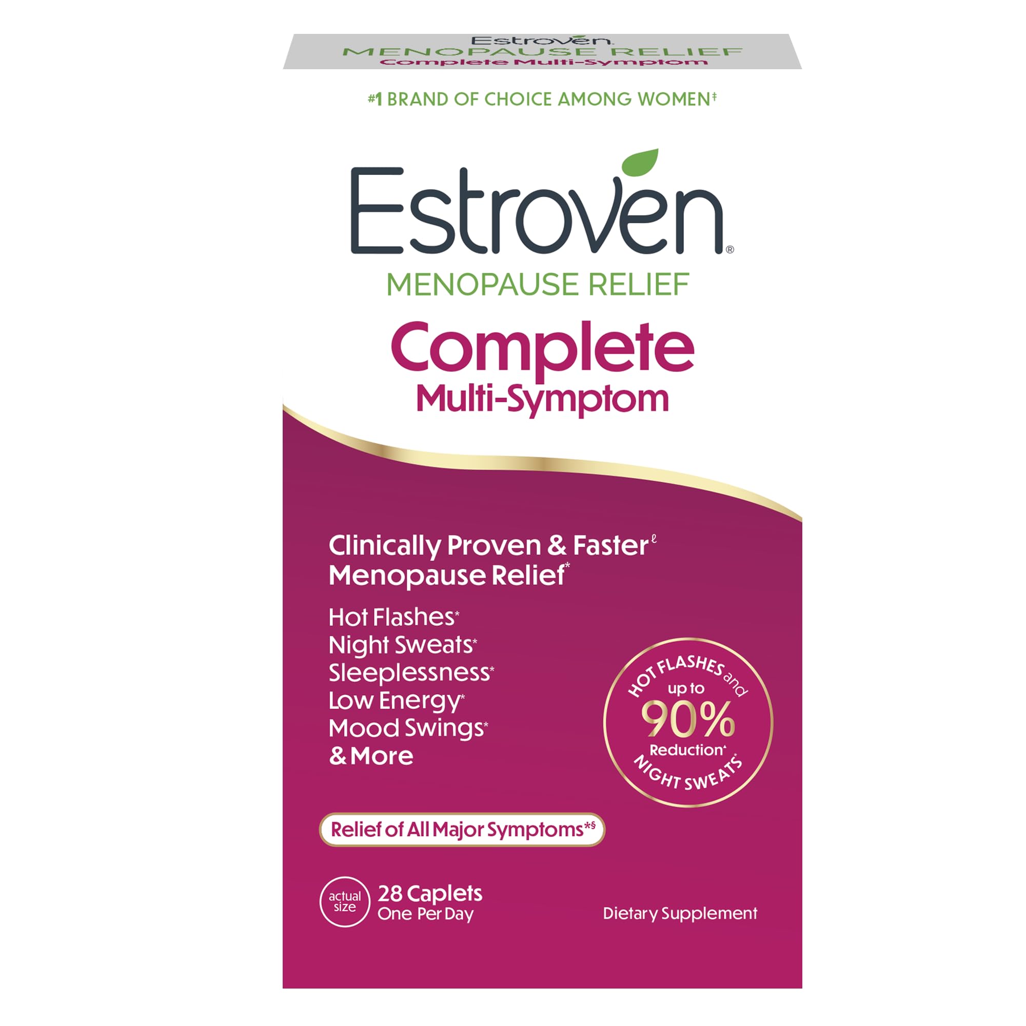Estroven Complete Multi-Symptom Menopause Supplement for Women, 28 Ct., Clinically Proven Ingredient Provide Menopause Relief & Night Sweats & Hot Flash Relief* Drug-Free & Non-GMO Estroven uk supplements