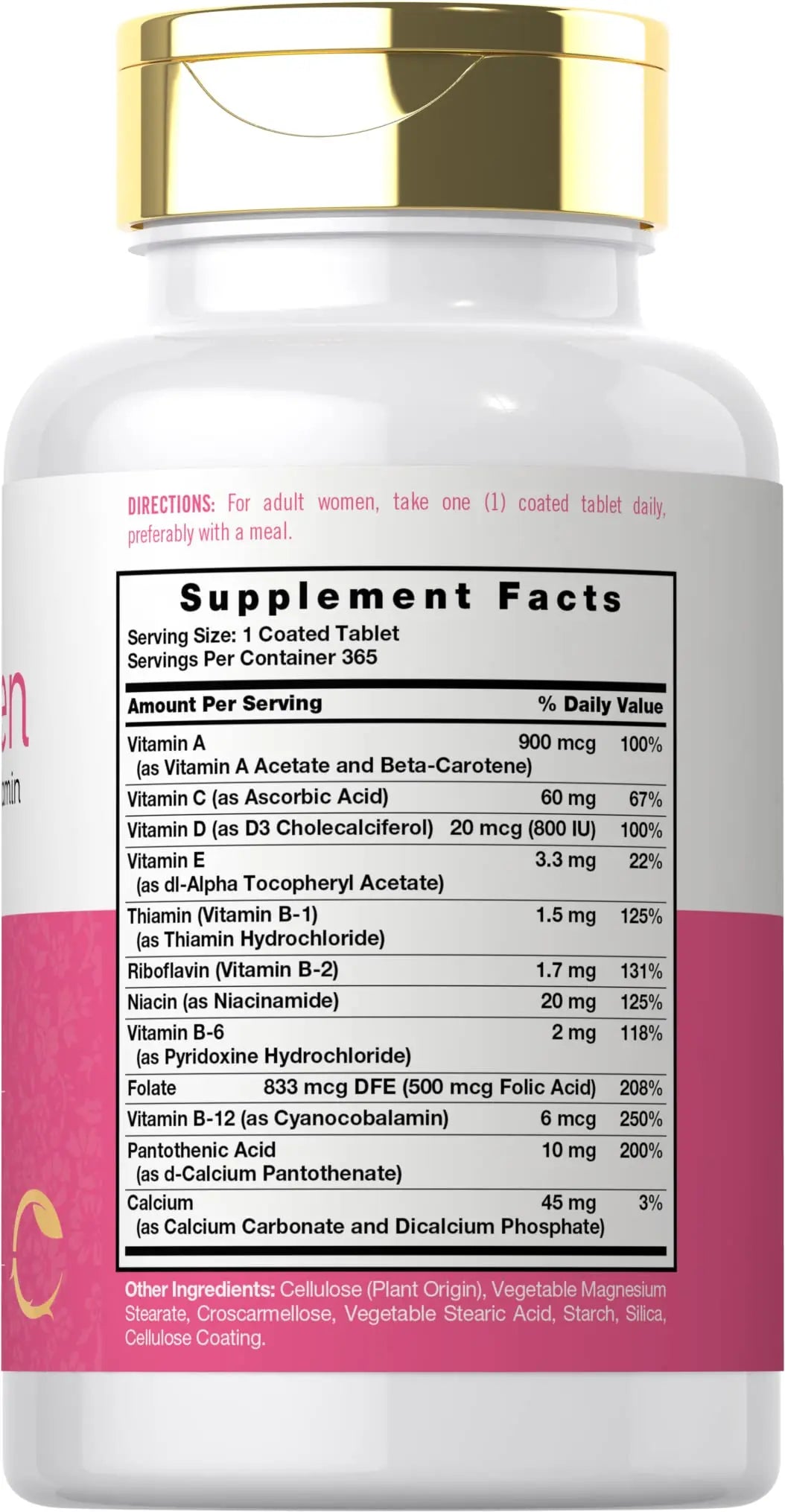Carlyle Women's Daily Multivitamin and Multimineral Supplement | 365 Tablets | Beta-Carotene, Folic Acid and Vitamin D | Non-GMO, Gluten Free Pills Carlyle uk supplements