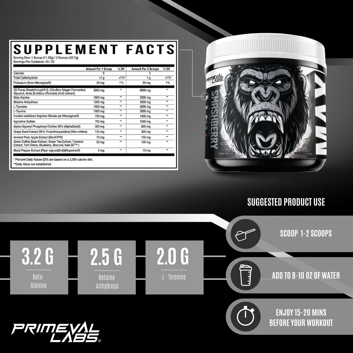 Primeval Labs ApeSh*t Max Pump Premium Pre-Workout | Muscle Pump & Vascularity Primeval Labs uk supplements
