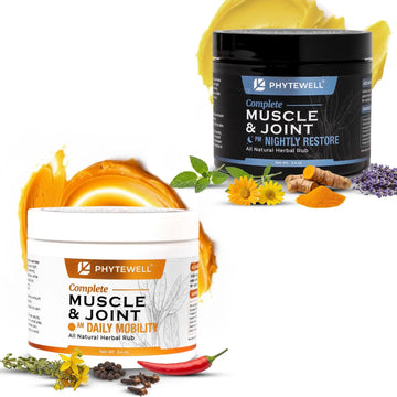 PHYTEWELL Muscle & Joint Rub Balm - Day & Night Pain Relief for Back, Knee, & Shoulder - Crafted with Arnica, Clove & Black Pepper to Support Recovery & Relaxation – Premium Non-Greasy Texture PHYTEWELL uk supplements