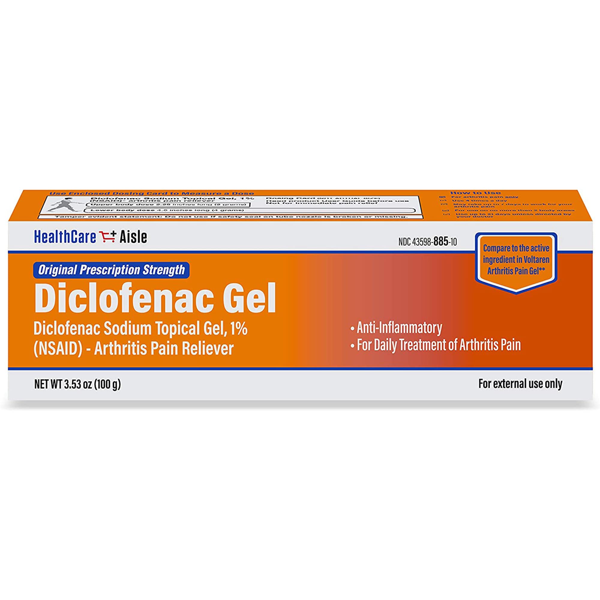 HealthCareAisle Diclofenac Gel, 1%, Arthritis Pain Relief - 100 g tube - Original Prescription Strength (NSAID) HealthCareAisle uk supplements