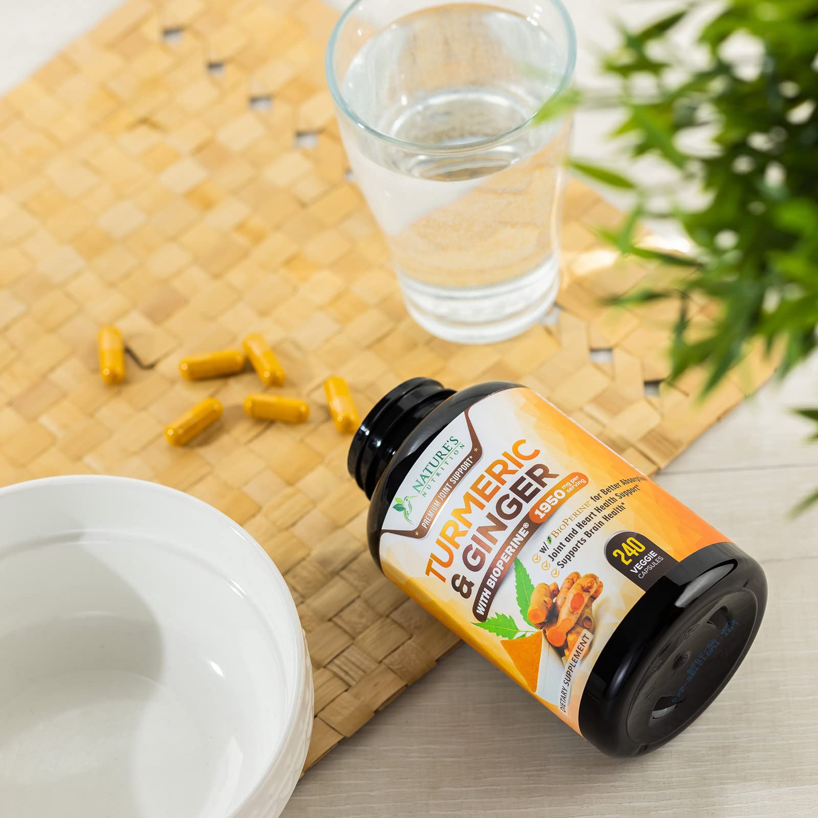 Turmeric Curcumin with BioPerine & Ginger 95% Standardized Curcuminoids 1950mg Nature's Nutrition uk supplements