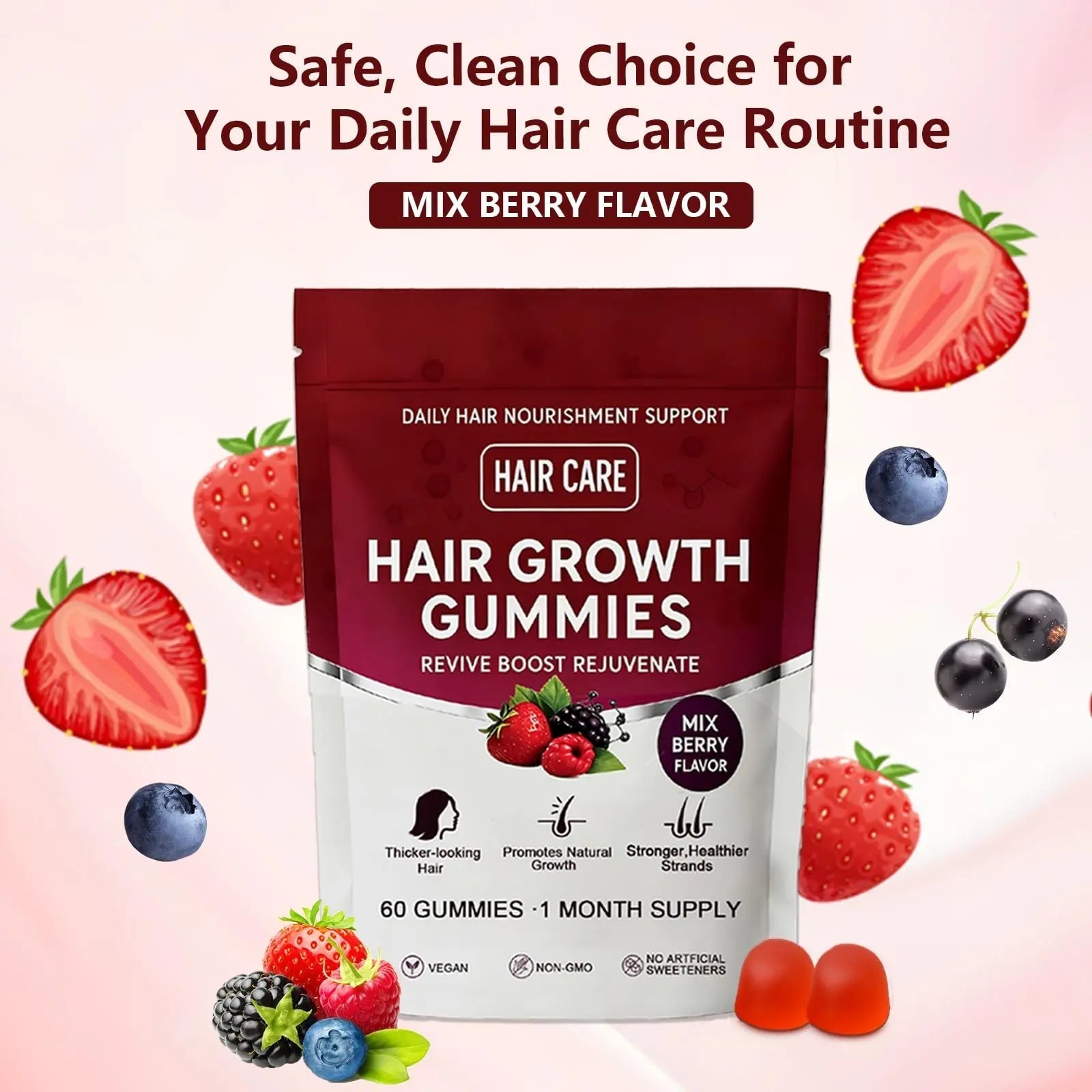 Giamau Lumin Hair Growth Gummies, 60 Vegan Gummies |Supports Healthy Hair Growth & Strength, Skin & Nail Care, | Giamau uk supplements