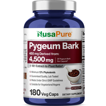 NusaPure Pygeum Bark 10:1 Extract, 450 mg Equivalent to 4,500mg 180 Veggie Caps (Non-GMO, Vegan) NusaPure uk supplements