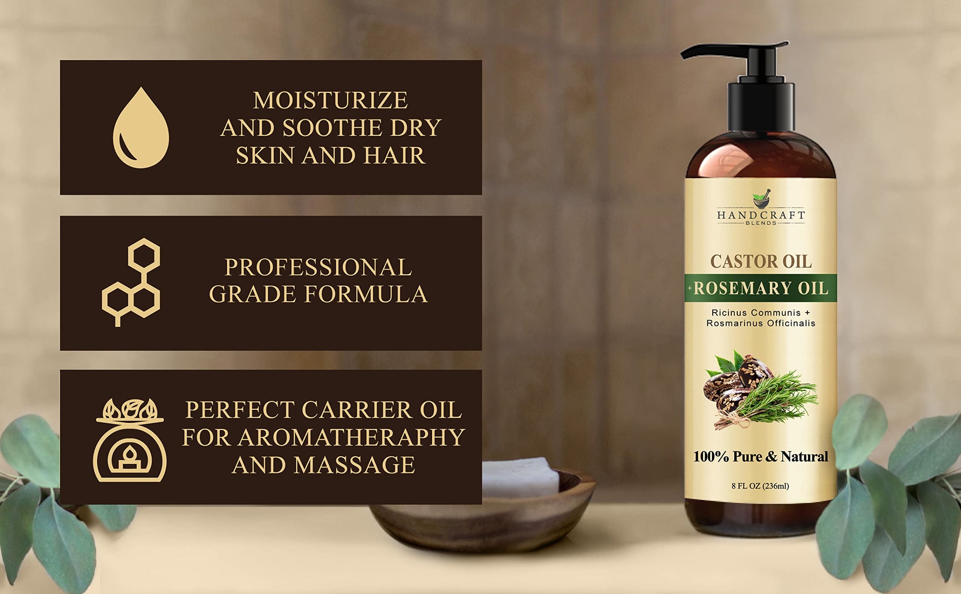 Handcraft Blends Castor Oil with Rosemary Oil for Hair Growth, Eyelashes, Eyebrows Handcraft Blends uk supplements