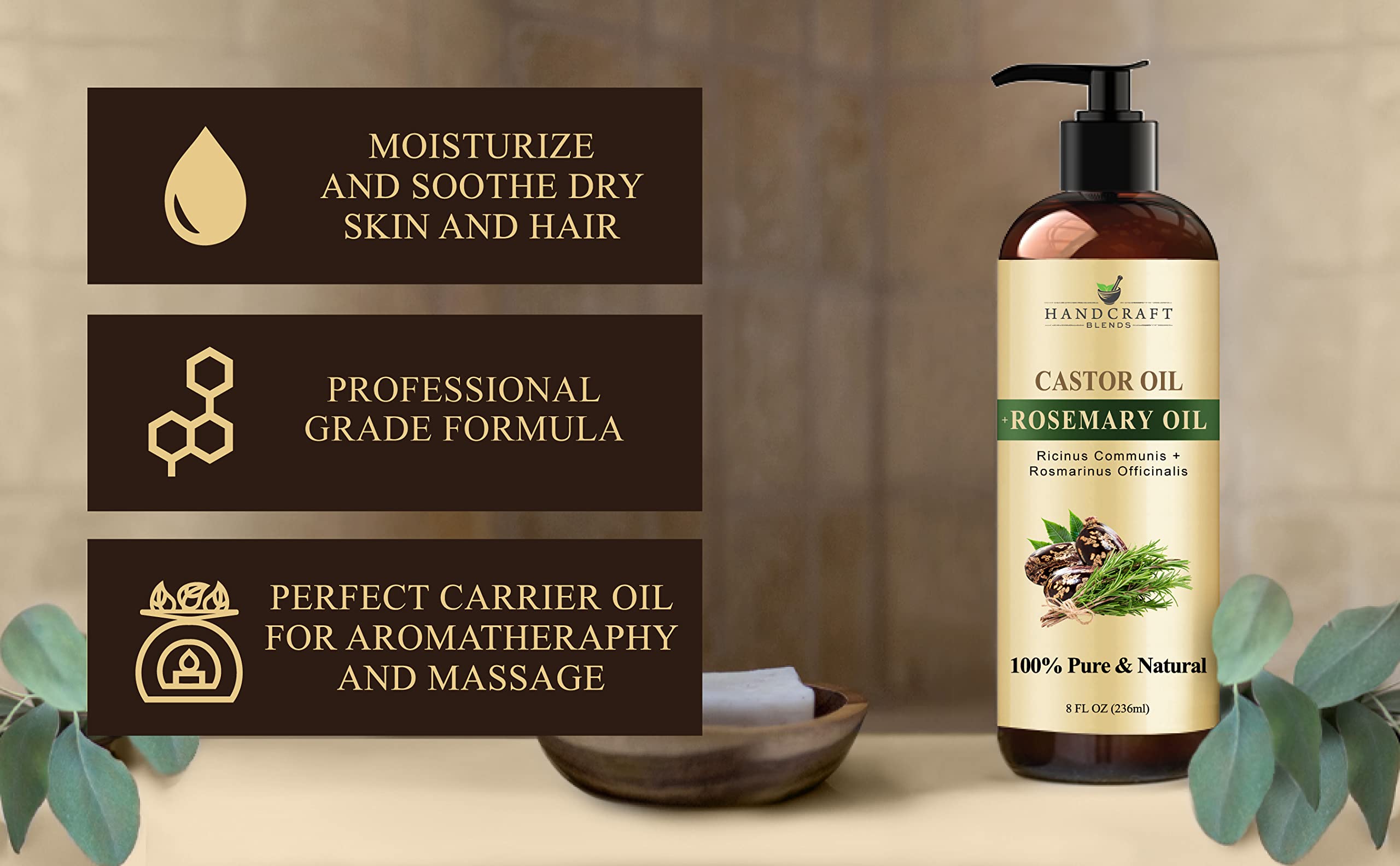 Handcraft Blends Castor Oil with Rosemary Oil for Hair Growth, Eyelashes, Eyebrows Handcraft Blends uk supplements