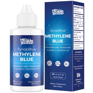 Methylene Blue Drops for Humans, 1% USP Grade – Dropper-Free No-Touch Bottle, Brain Supplement for Memory and Focus – Fast-Acting Nootropic with Methyl B12 & ALCAR – Caffeine-Free, Mint Flavor, 2oz YLVARIN THORIA uk supplements