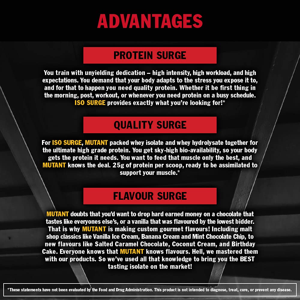 MUTANT ISO Surge – Pure whey Protein Isolate Powder, Low carb, Low Fat, Digestive Enzyme Boosted Mutant uk supplements