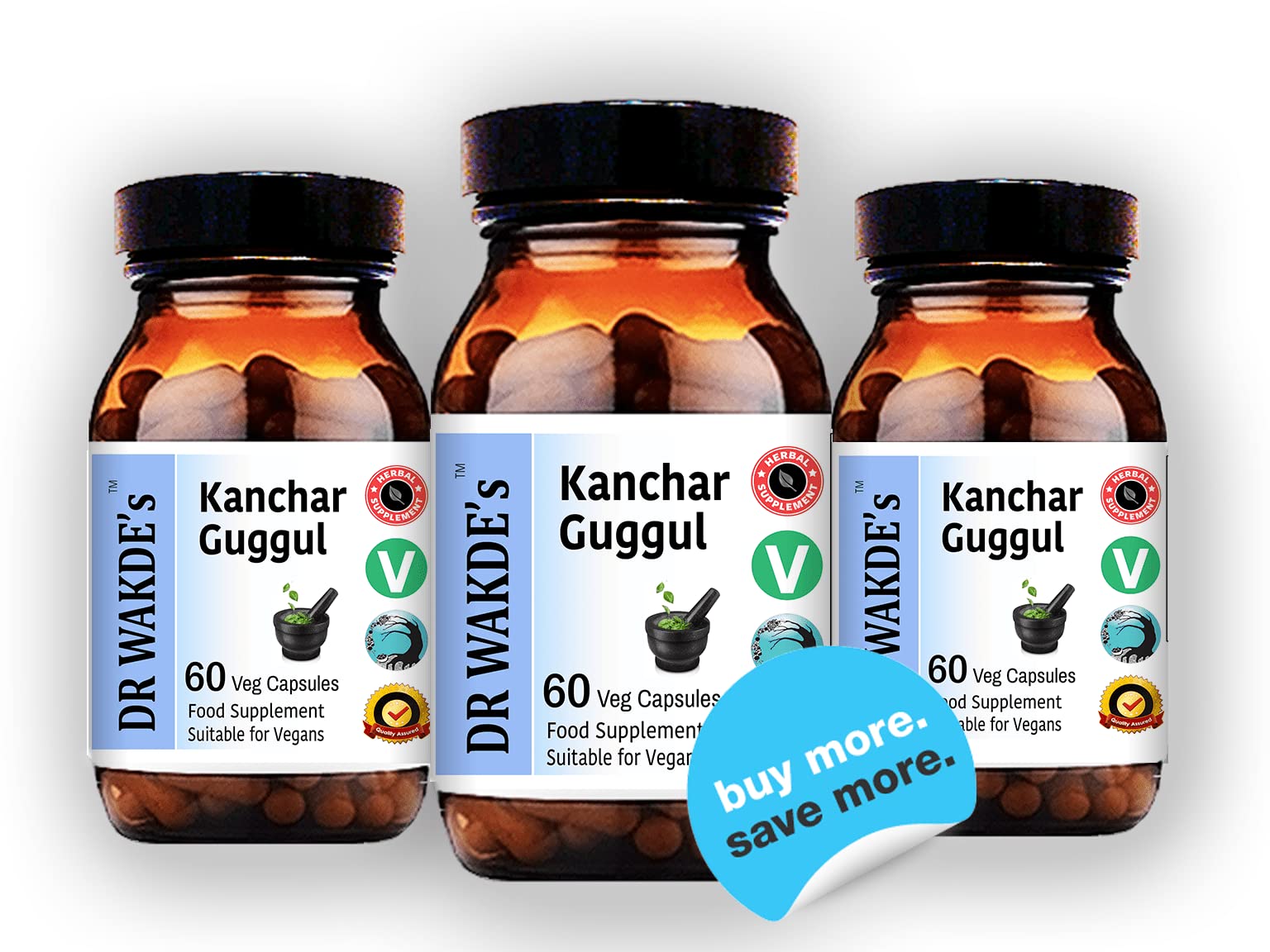 DR WAKDE's Kanchnar Guggul (60 Veg Caps, Ayurvedic Supplement, Vegan, Herbal, Natural, Made in the UK) DR WAKDE's uk supplements