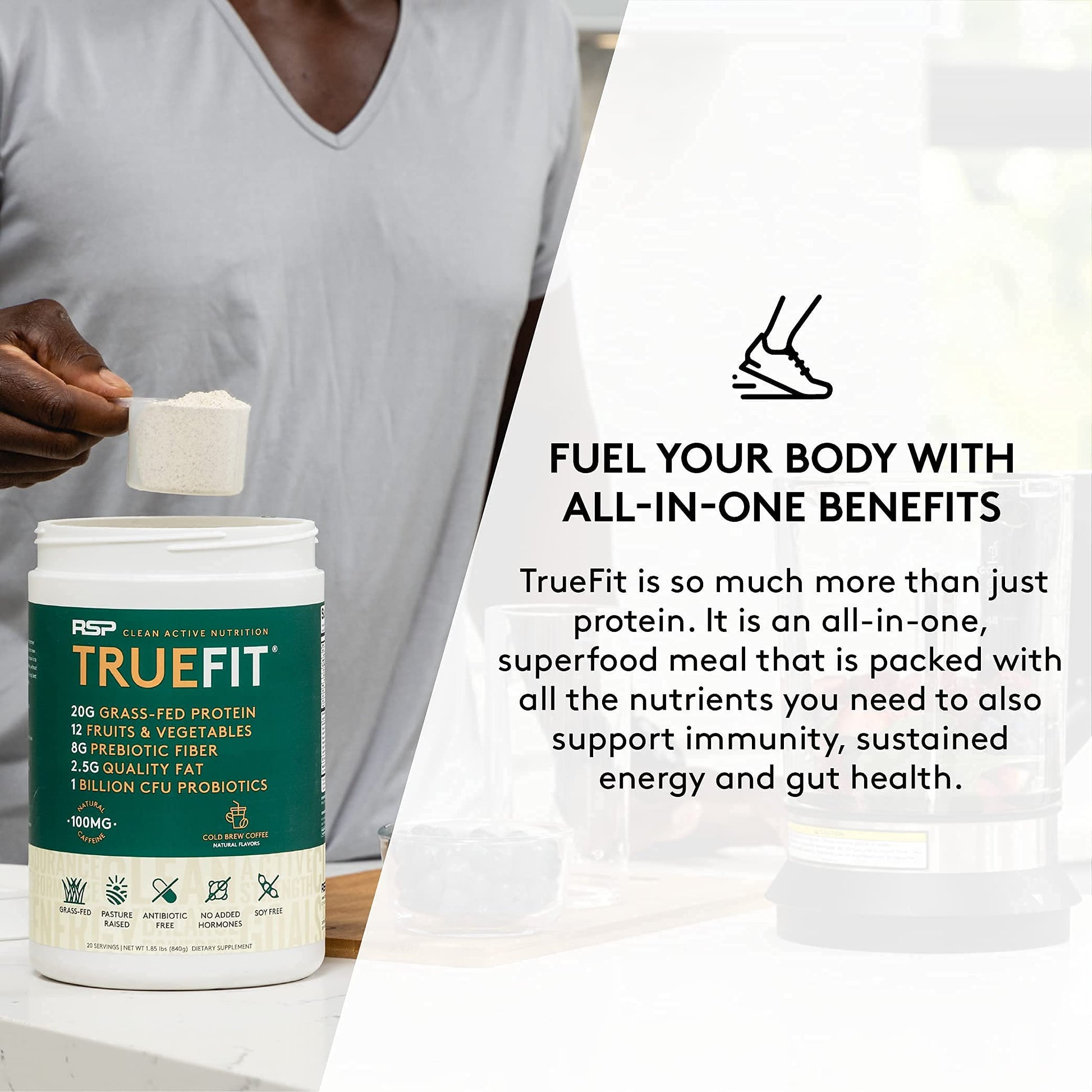 TrueFit Meal Replacement Shake Protein Powder, Grass Fed Whey + Organic Fruits RSP NUTRITION uk supplements