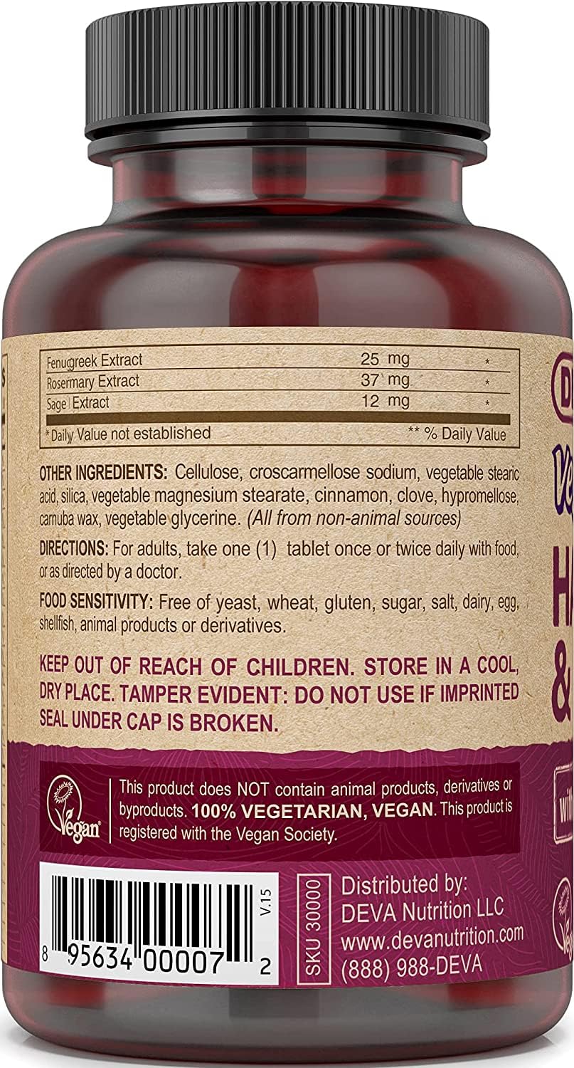 DEVA Vegan Vitamins Hair, Nails & Skin Supplement with 500 mcg of Biotin Per Tablet 90 Tablets (Pack of 2) DEVA uk supplements