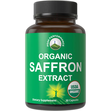 Saffron Supplements - USDA Organic Saffron Extract Capsules for Women, Men, and Kids. with Organic Prebiotic Fiber Instead of Filler. Pure and Natural for Mood, Brain, Focus, Cravings, PMS Peak Performance uk supplements